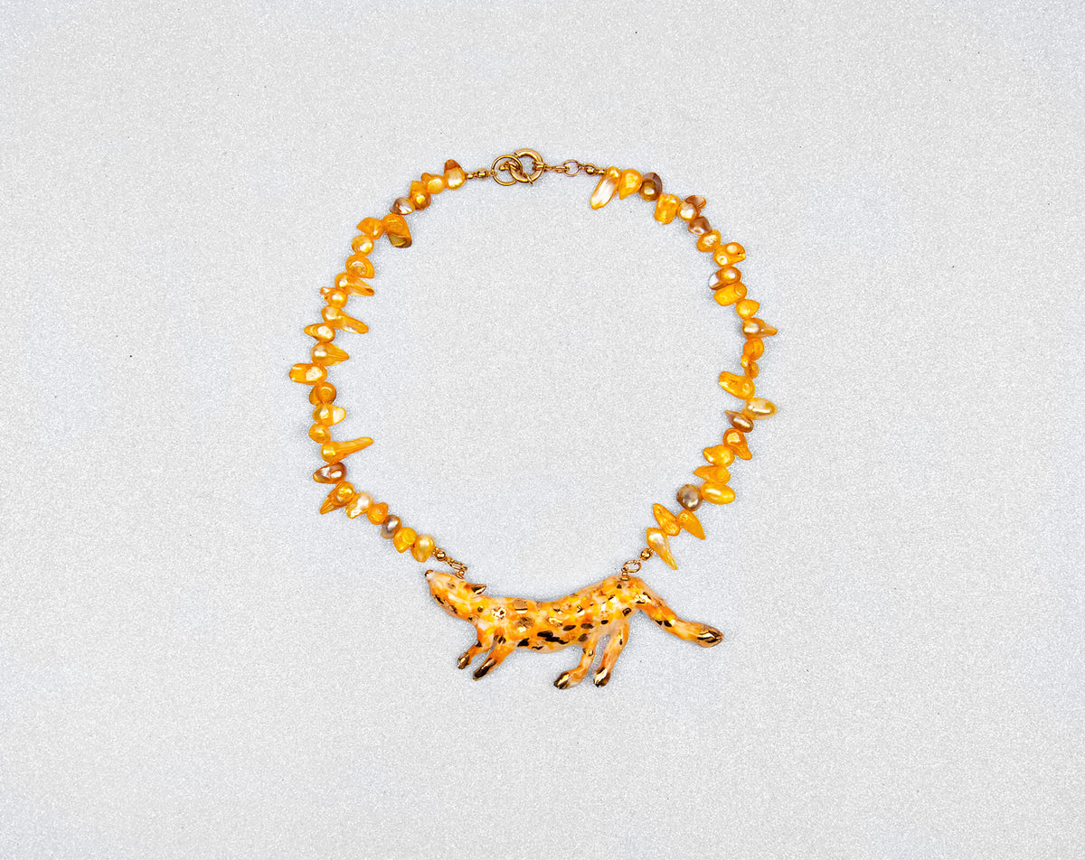 Tiger necklace with pearls
