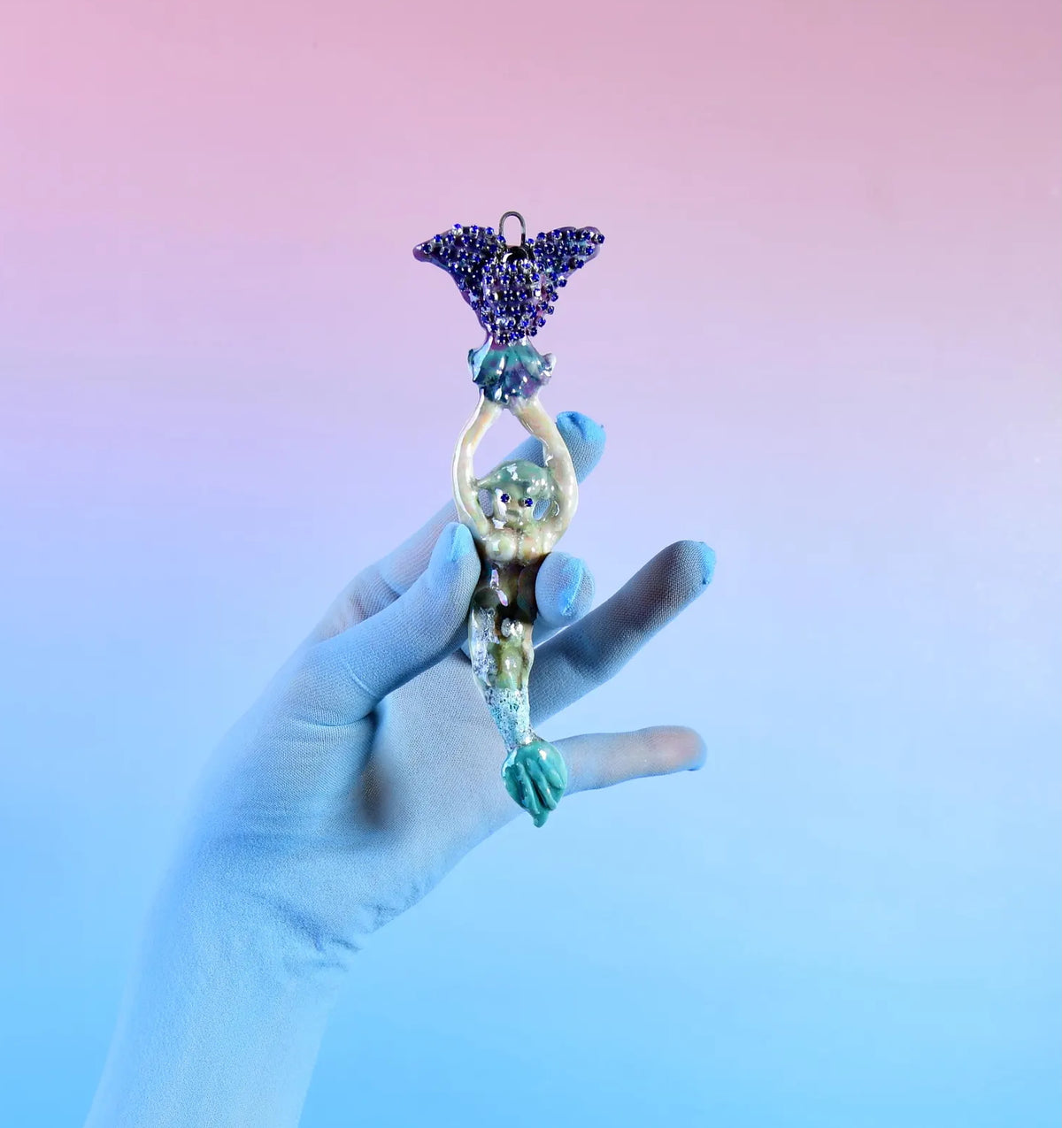 Fantasy mermaid charm with flower
