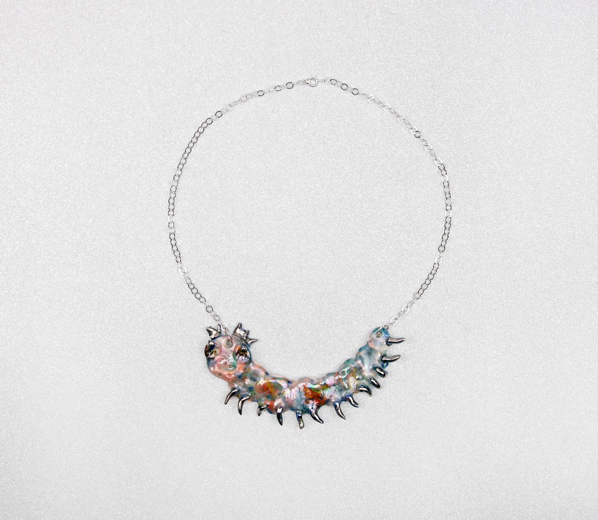 Rainbow caterpillar necklace