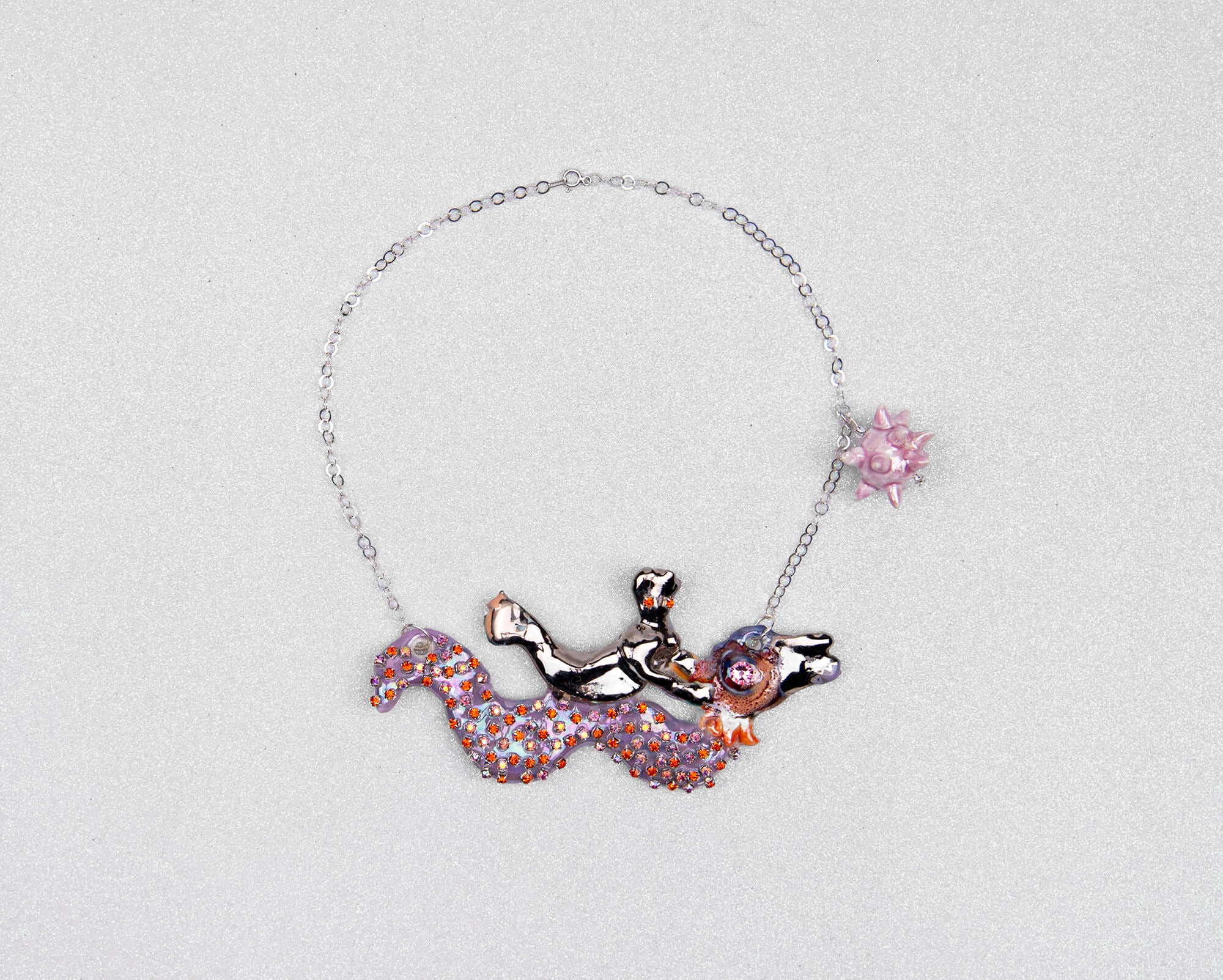 Mermaid riding sea snake necklace