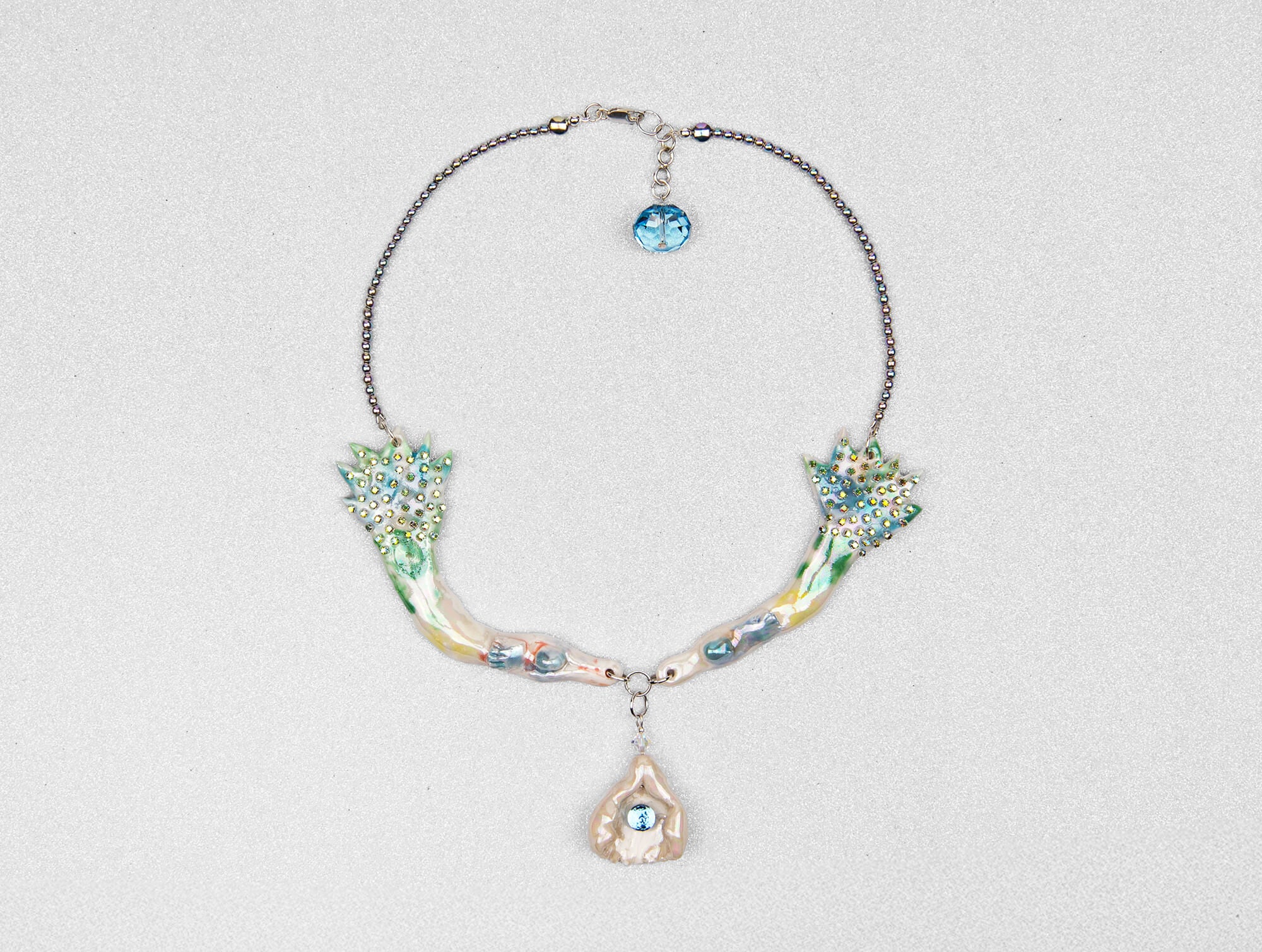 Mermaids with crystal pearl necklace