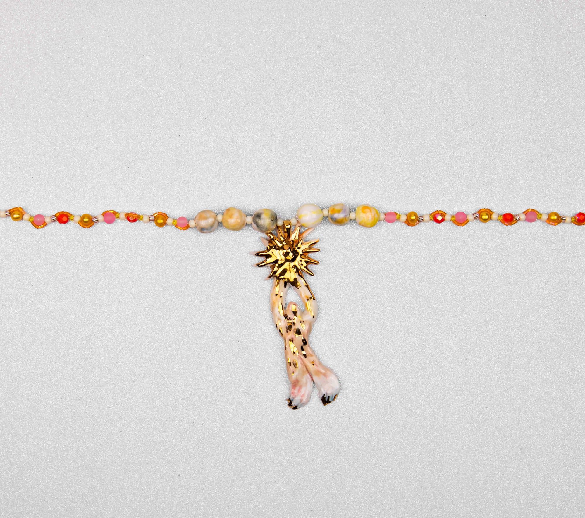 Angel with sun rays necklace