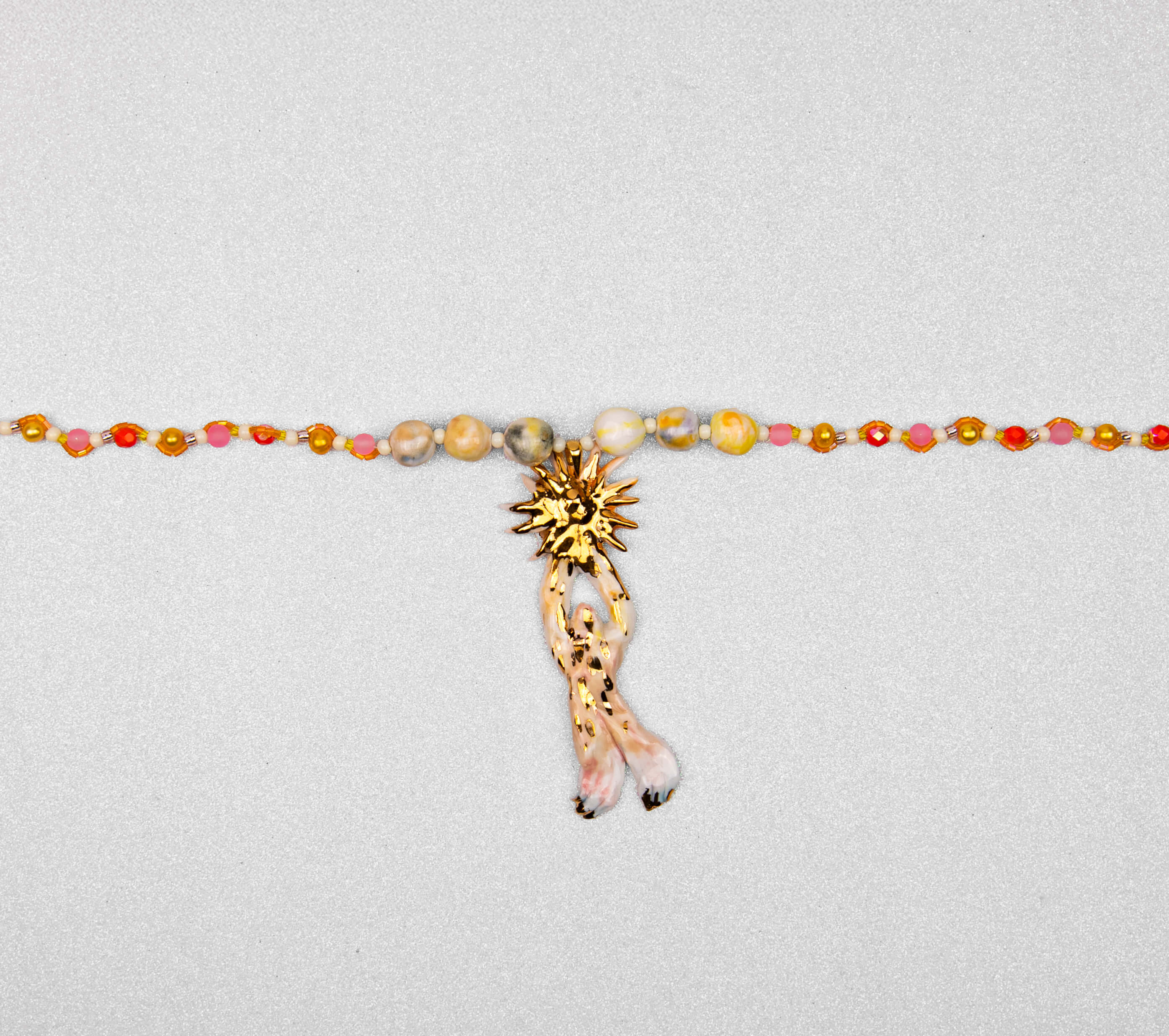 Angel with sun rays necklace
