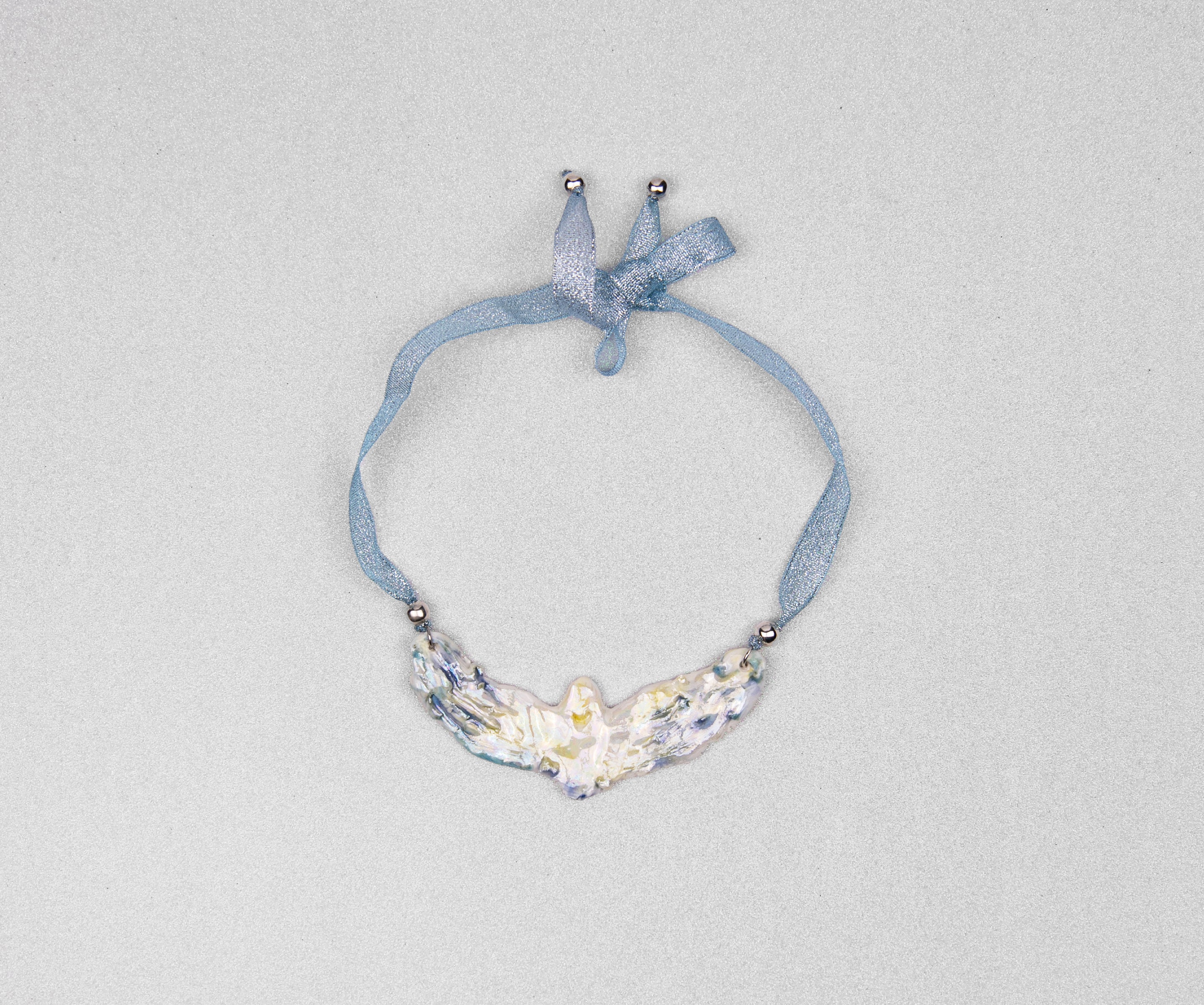Celestial angel necklace with ribbon
