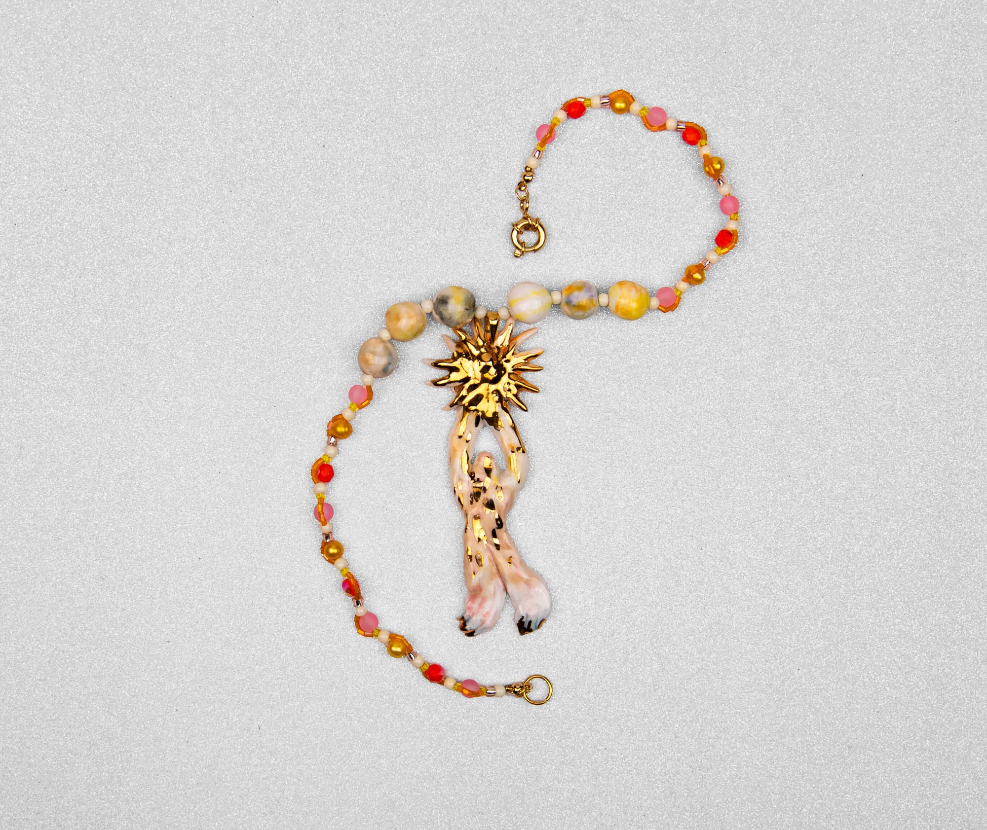 Angel with sun rays necklace