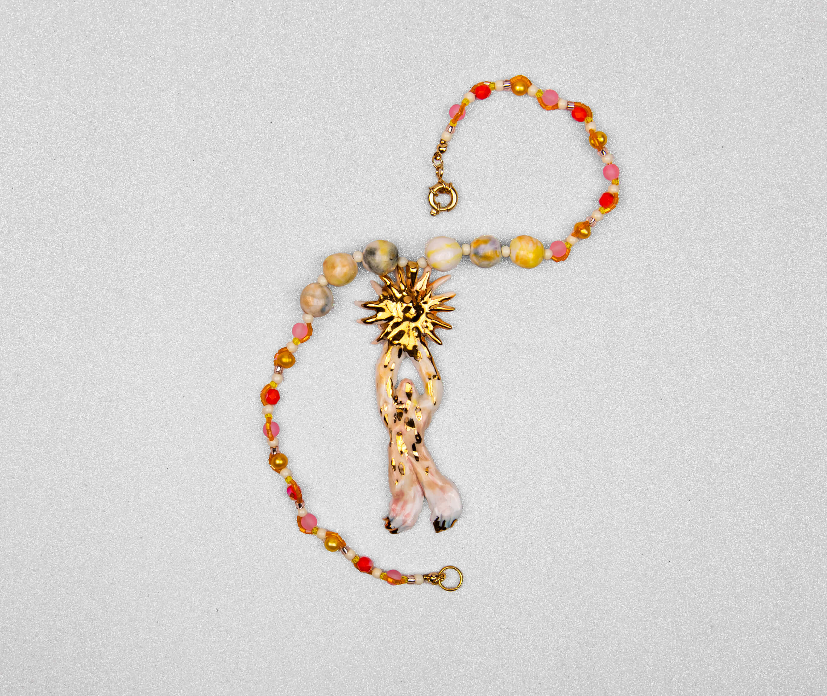 Angel with sun rays necklace