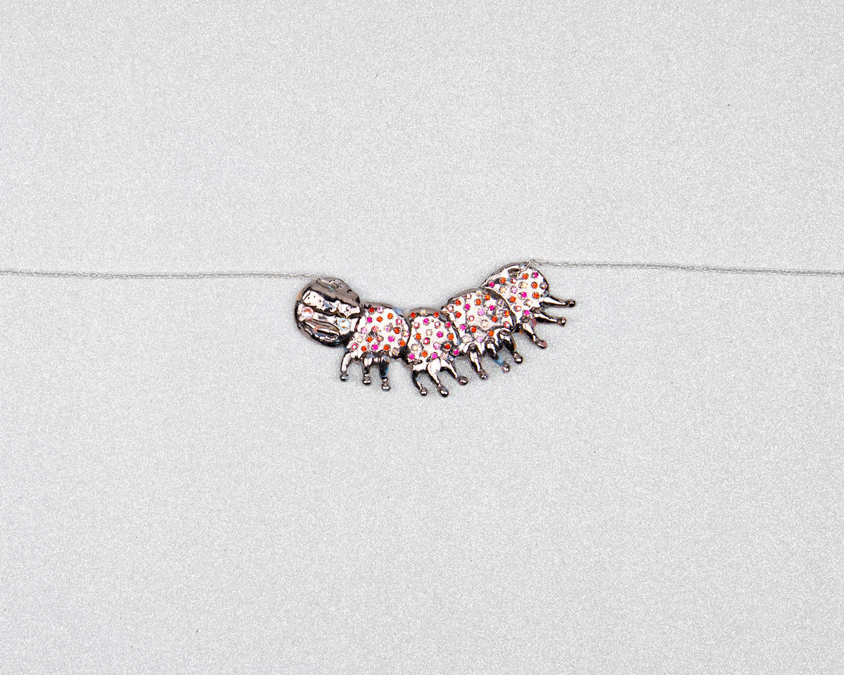 Fairytale silver caterpillar necklace