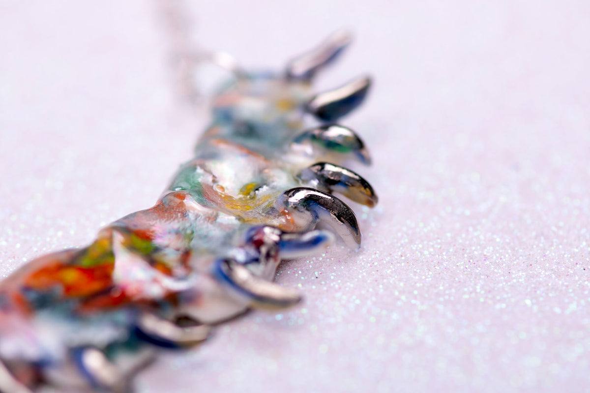Rainbow caterpillar necklace