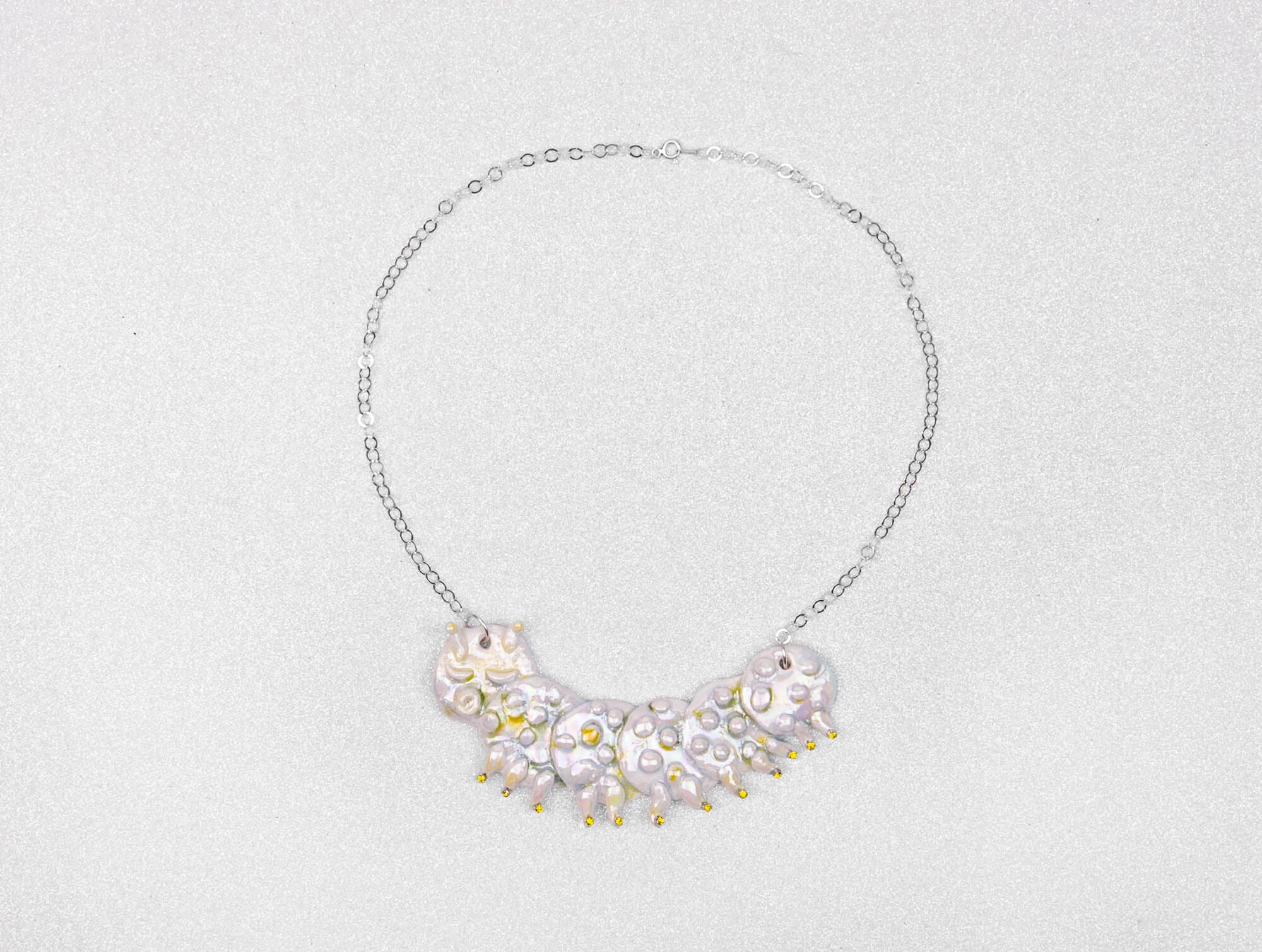 Citrine caterpillar necklace