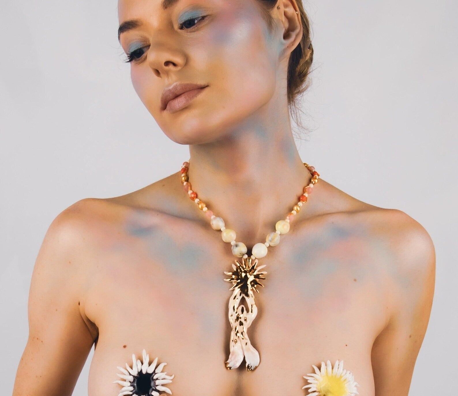 Angel with sun rays necklace