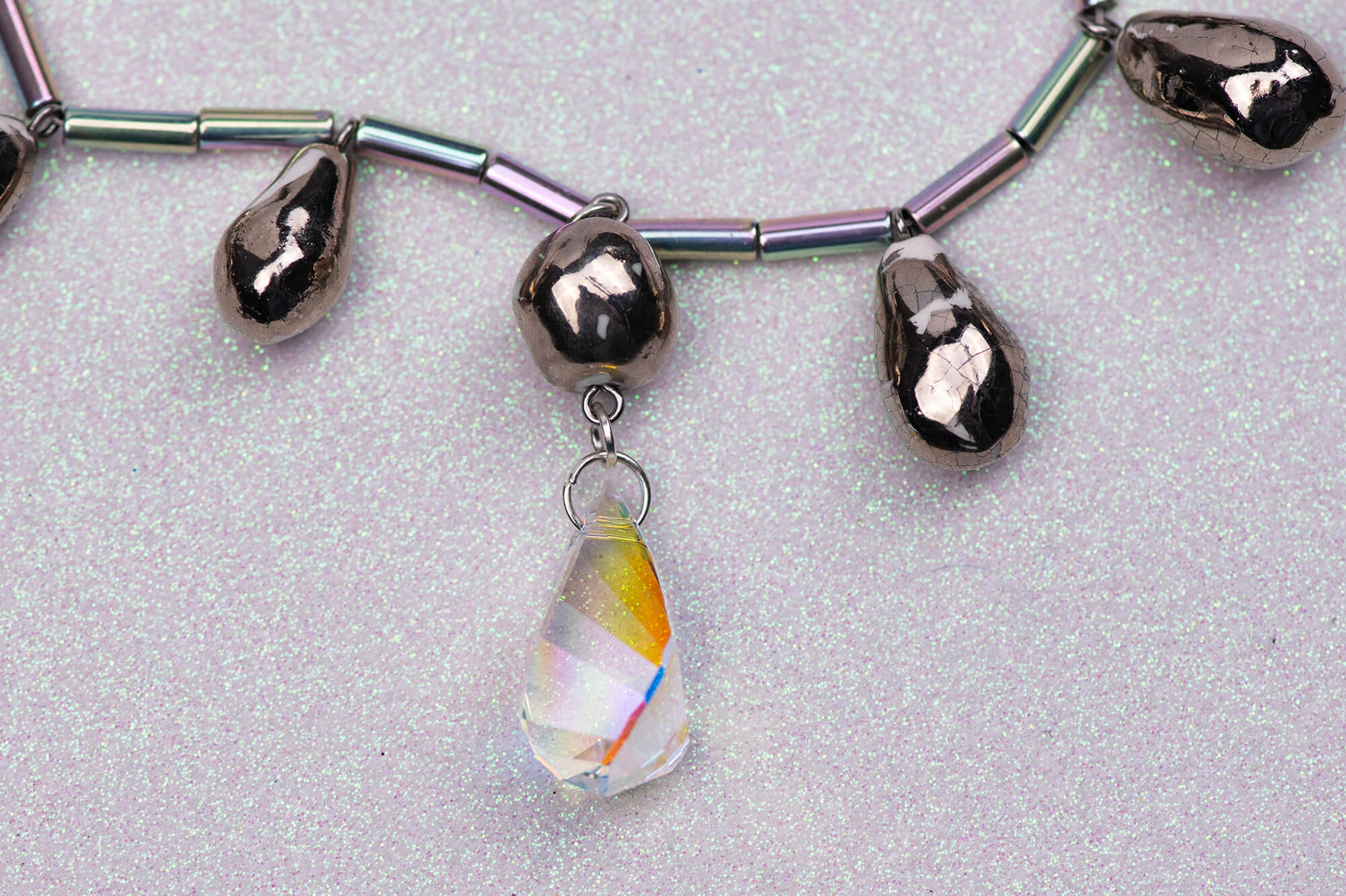 Modern droplet necklace