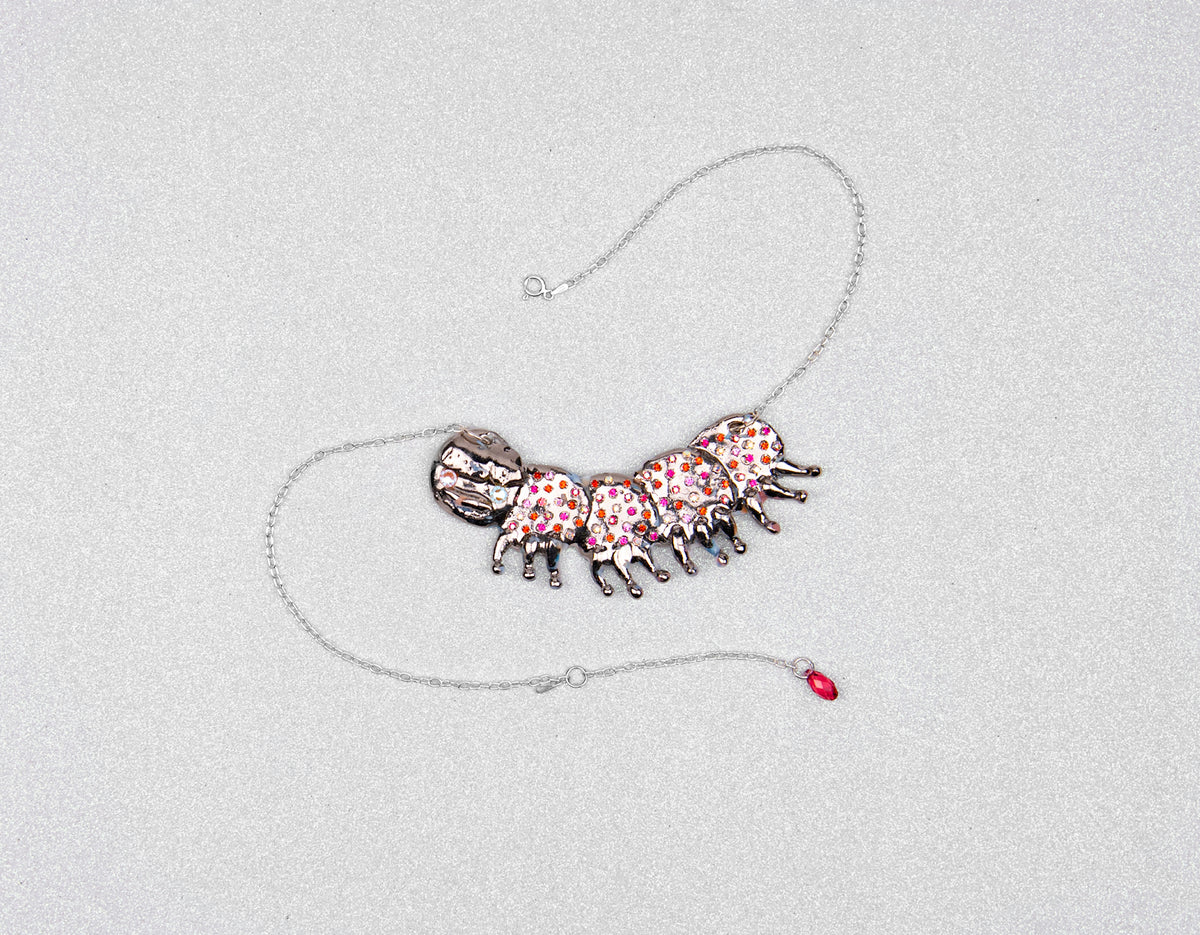 Fairytale silver caterpillar necklace