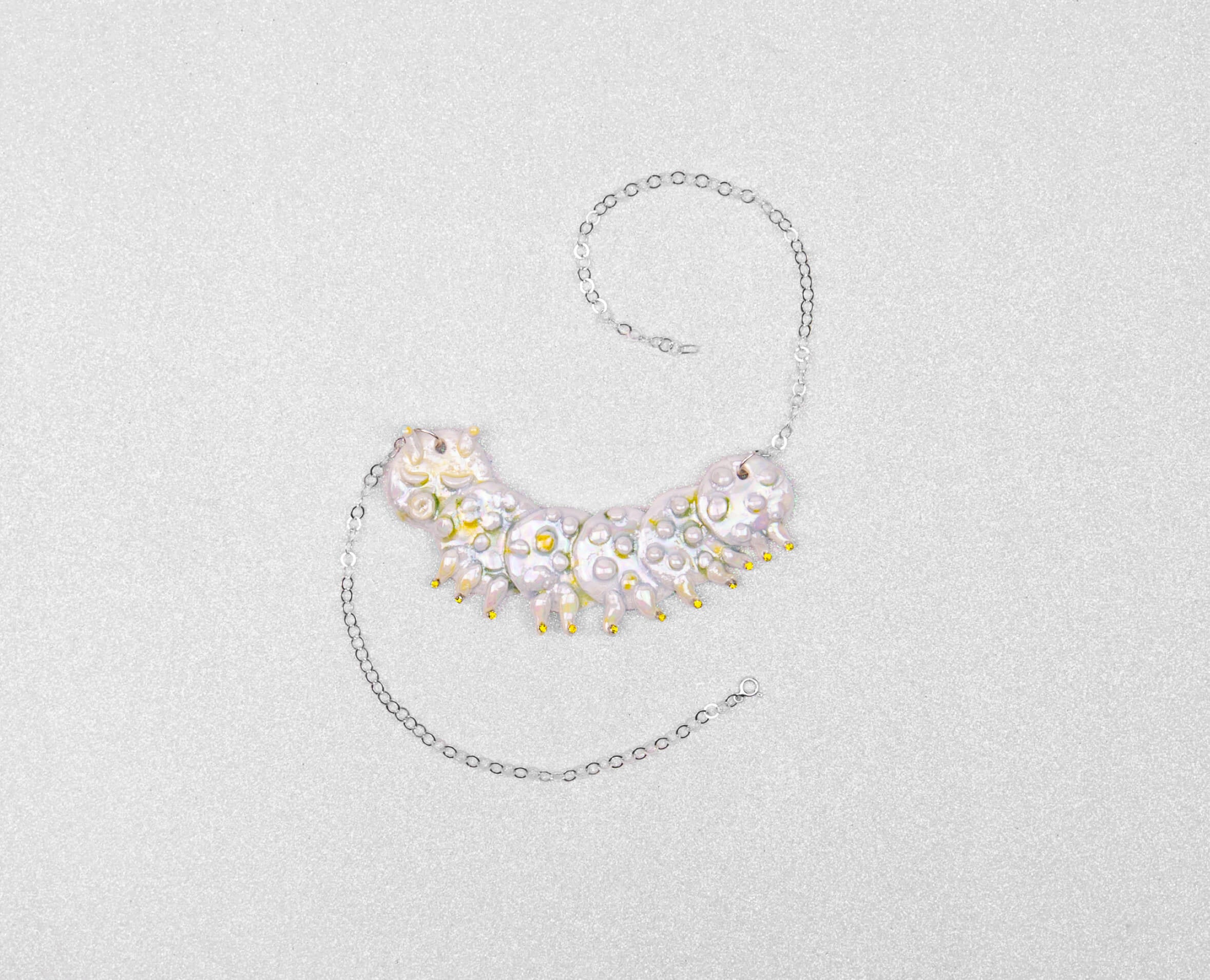 Citrine caterpillar necklace