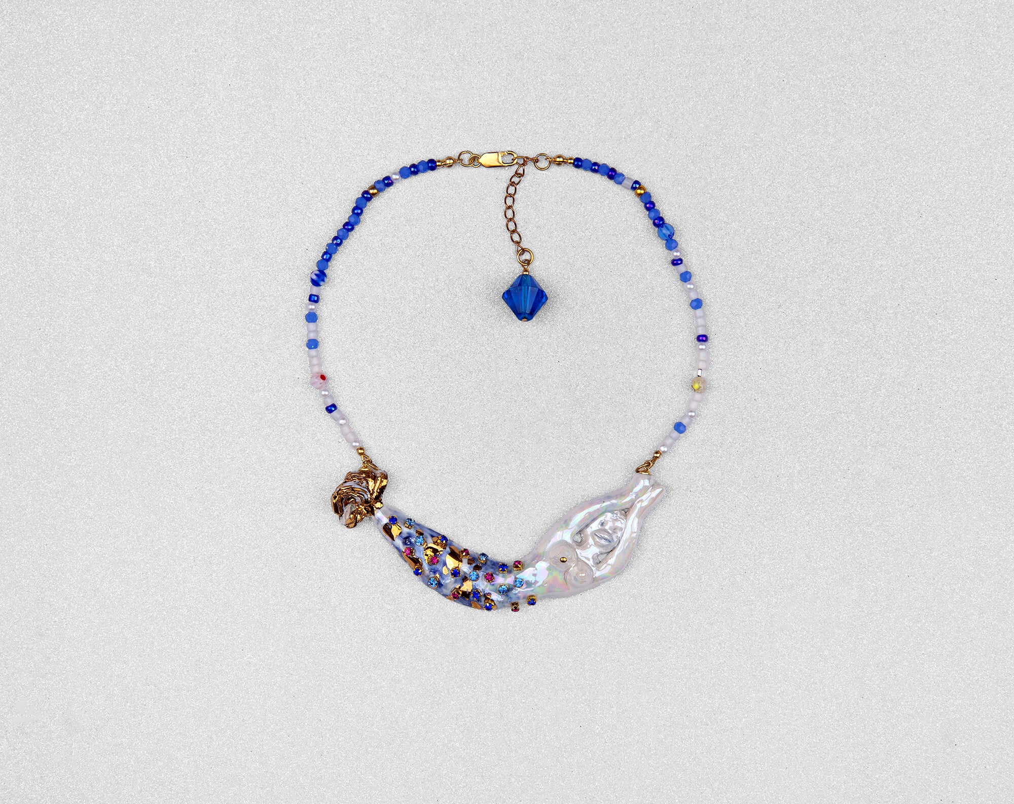 Delft mermaid necklace