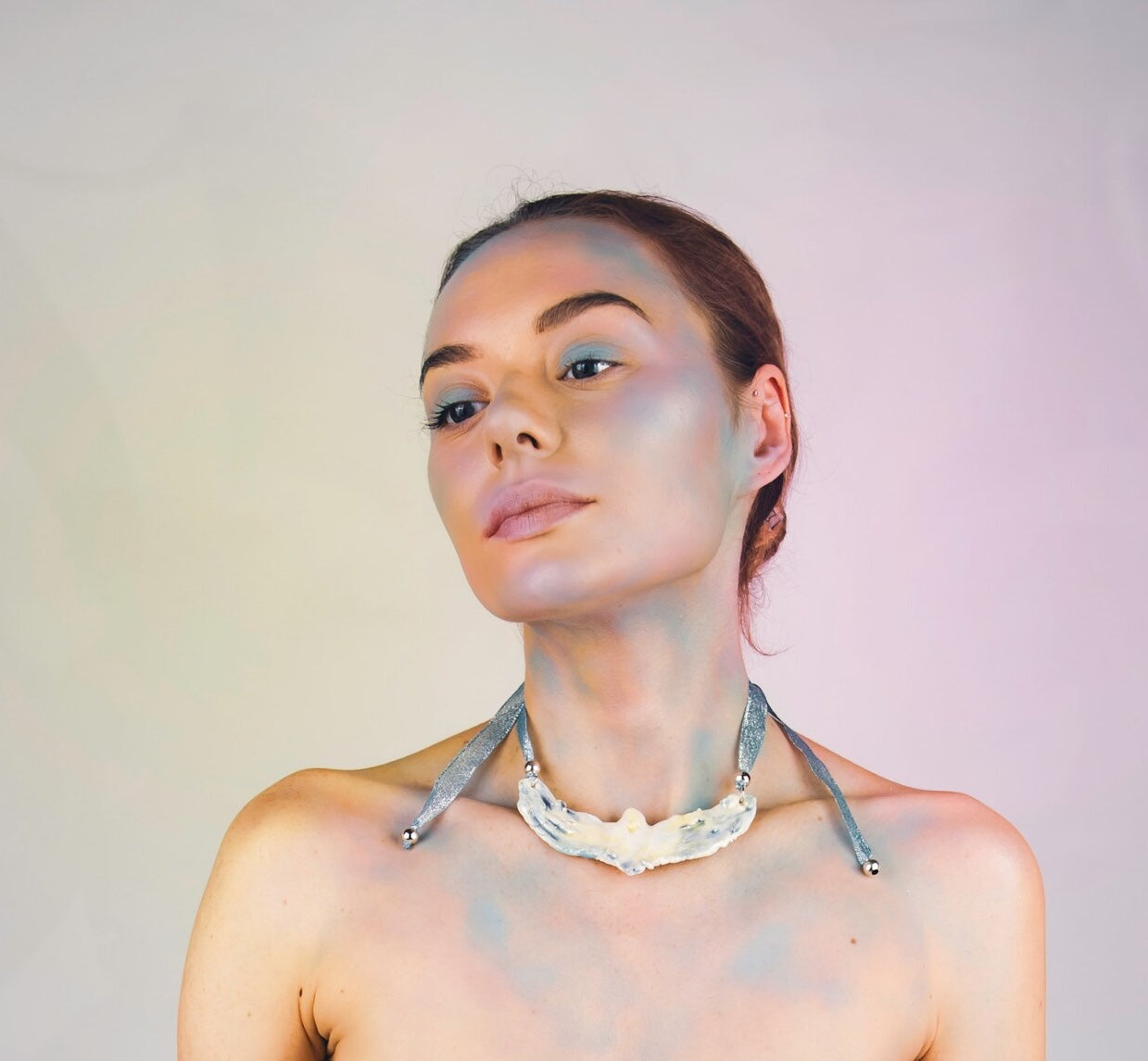 Celestial angel necklace with ribbon