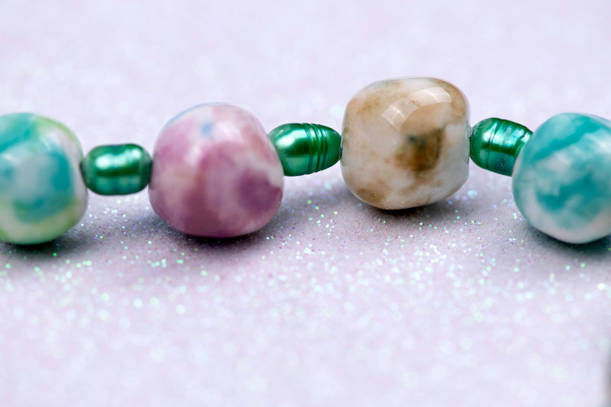 Gold and green caterpillar chocker