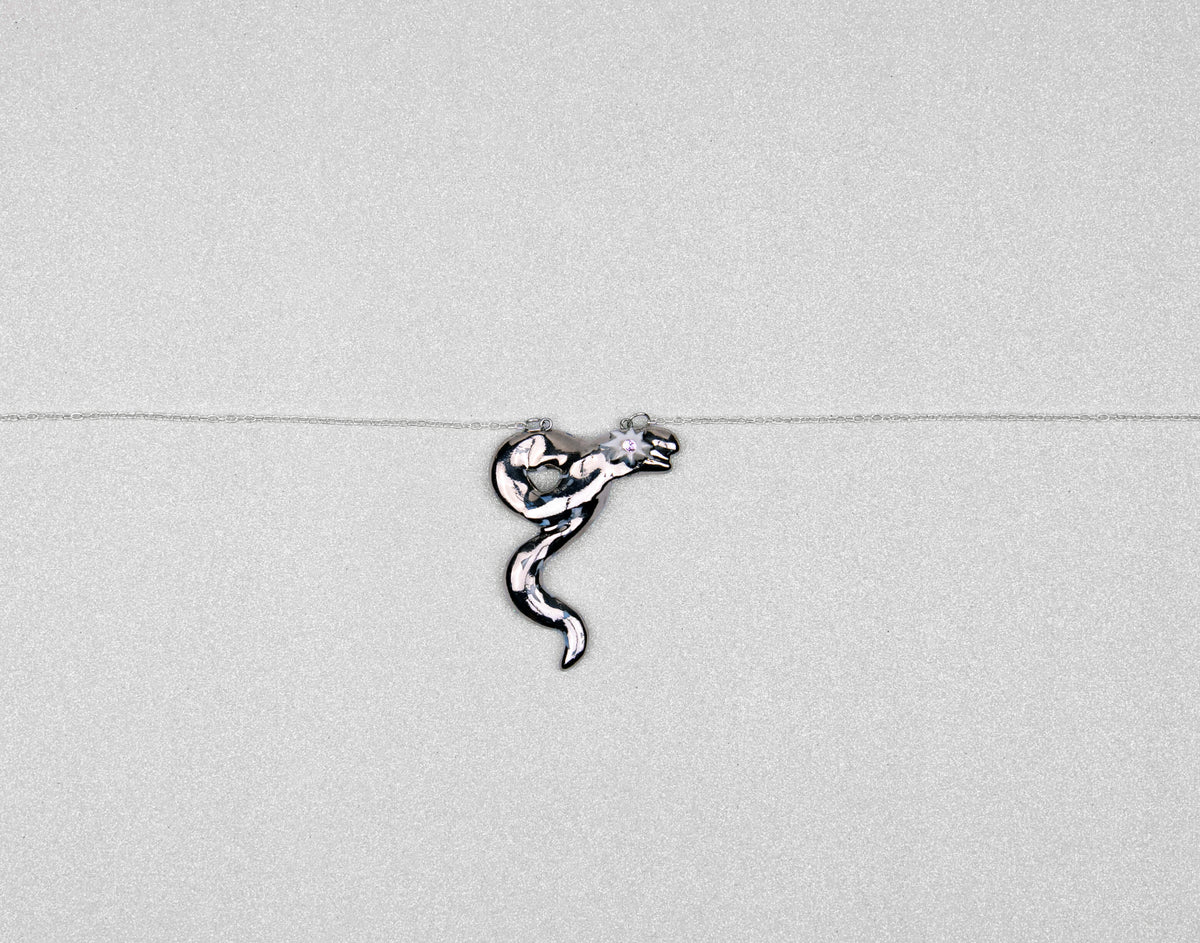 Elegant silver serpent necklace