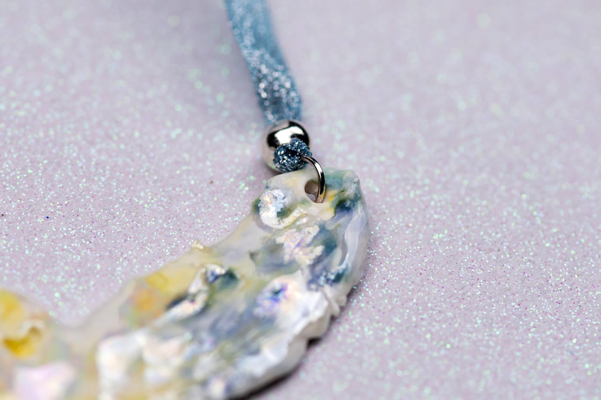 Celestial angel necklace with ribbon