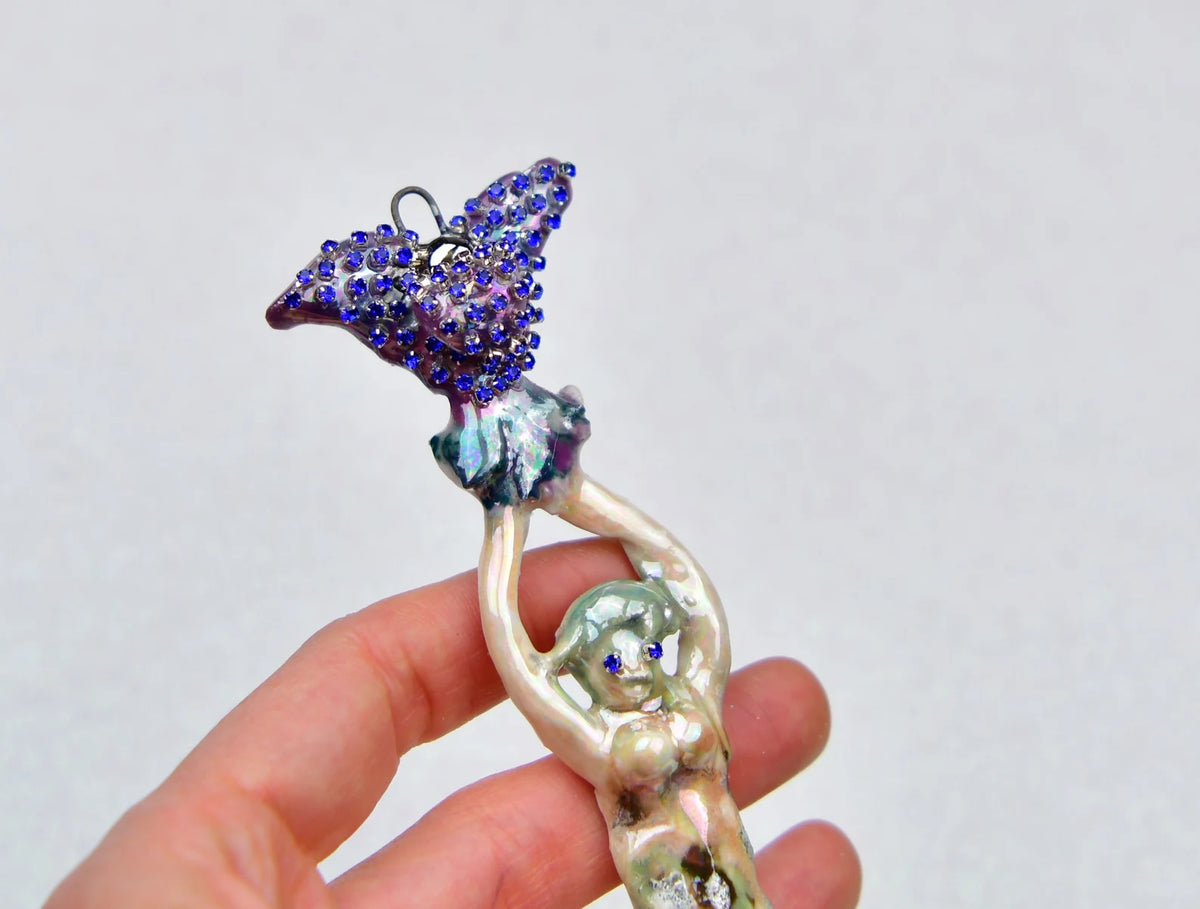 Fantasy mermaid charm with flower