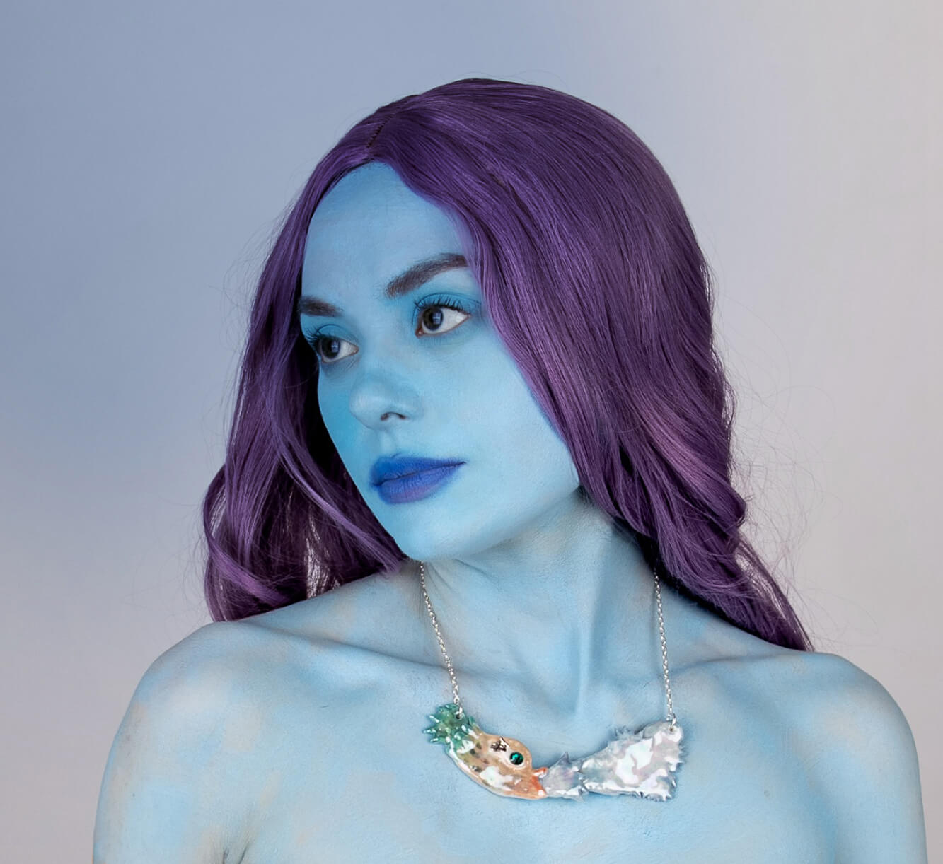 Fun mermaid with water splash necklace