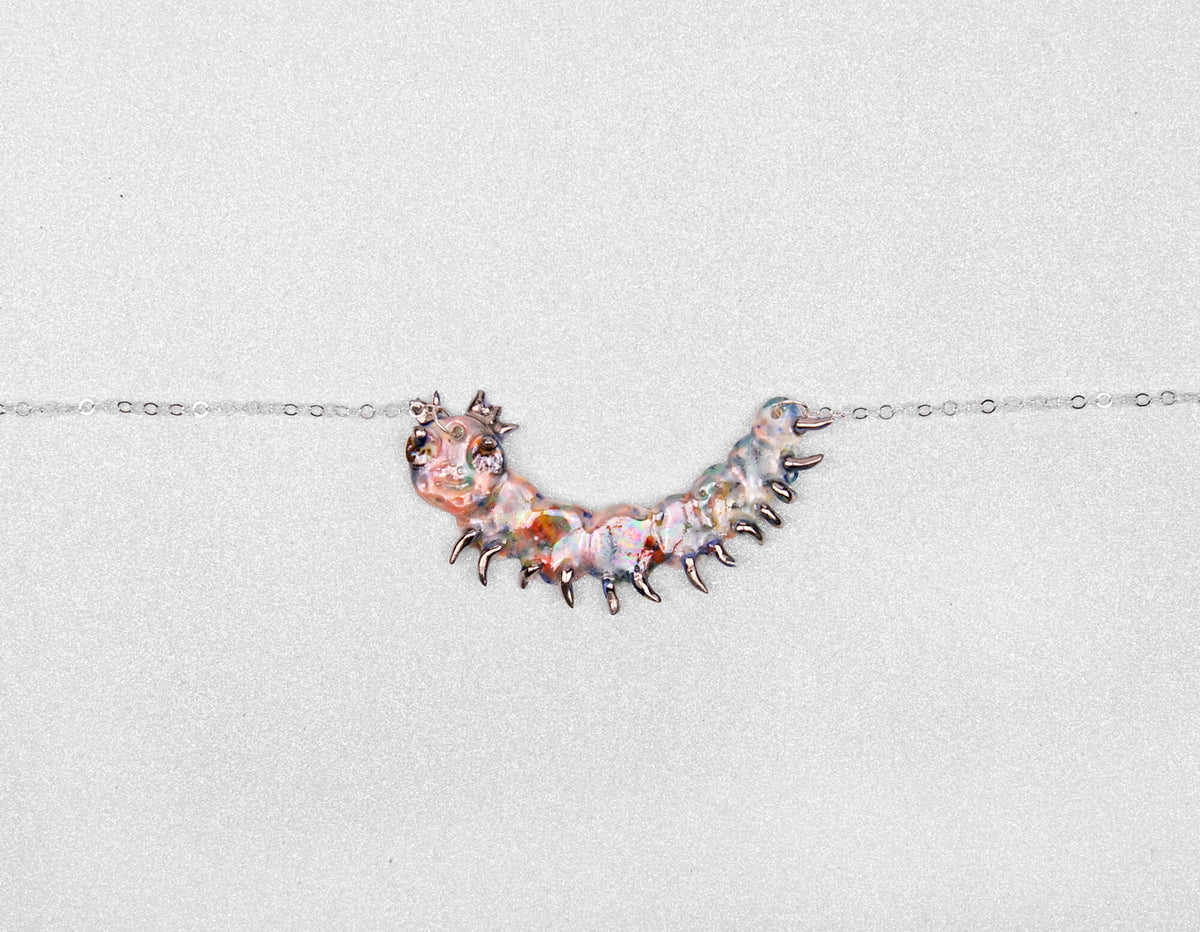 Rainbow caterpillar necklace