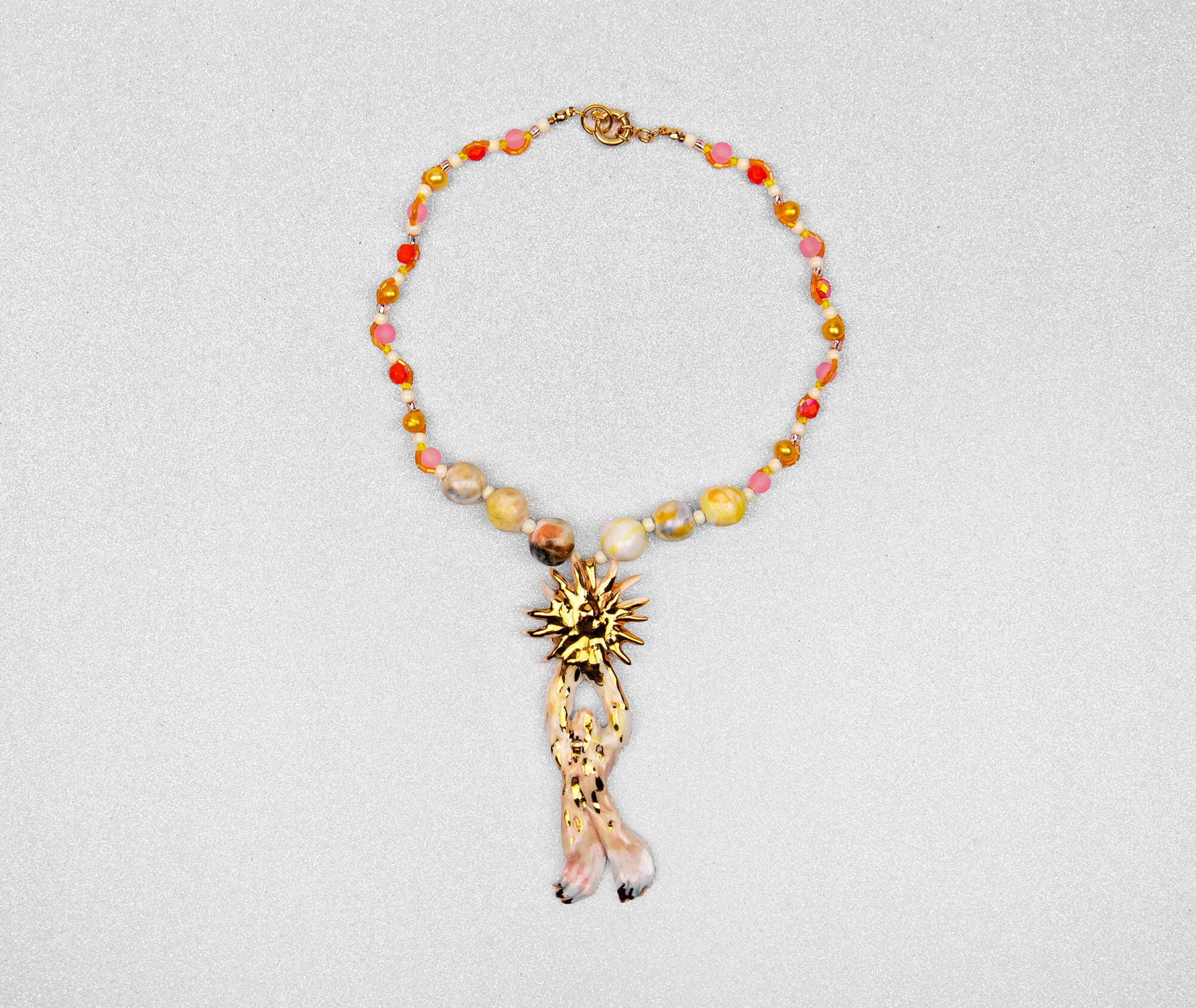 Angel with sun rays necklace