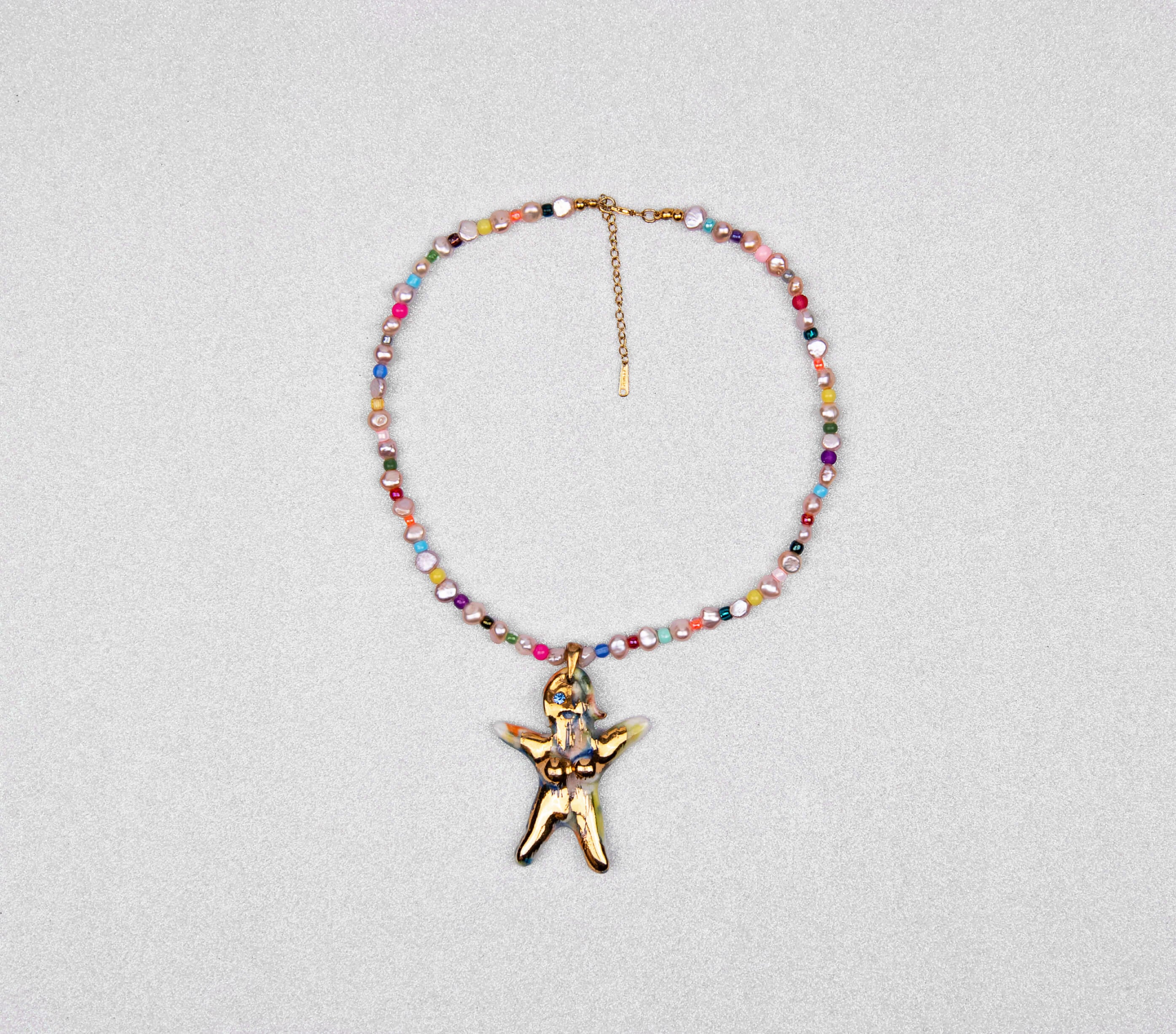Gold girl angel necklace