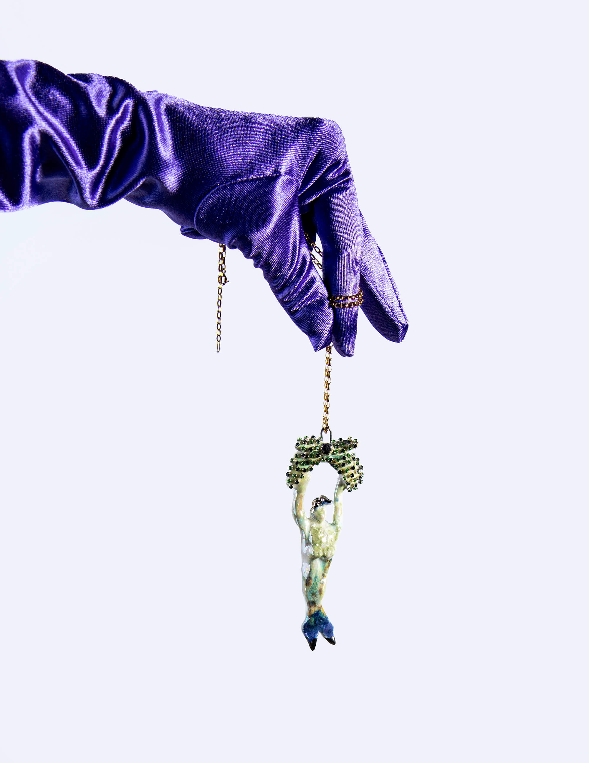 Mermaid with green flower charm