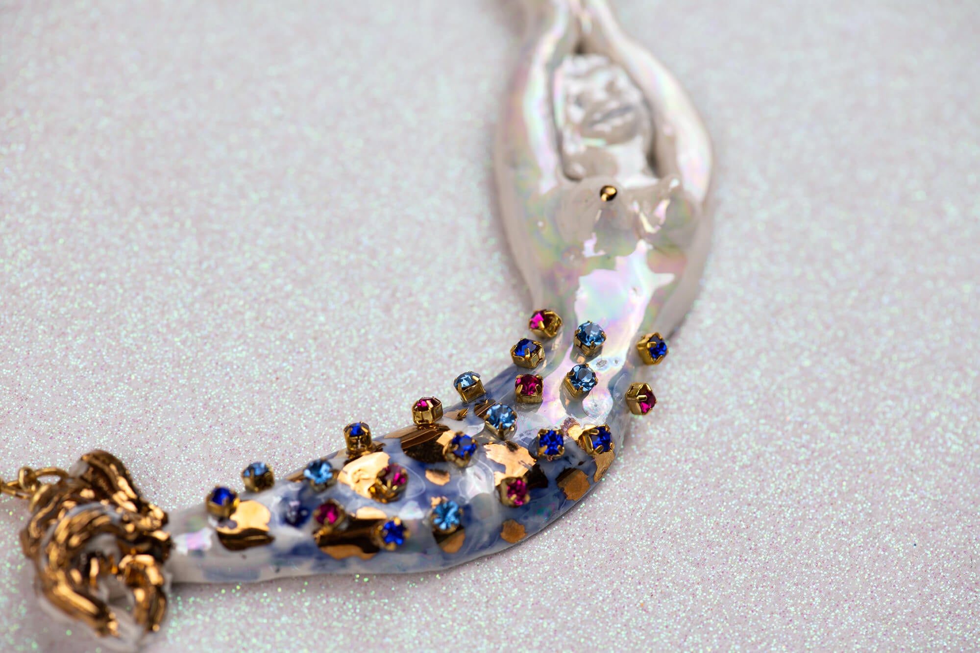 Delft mermaid necklace