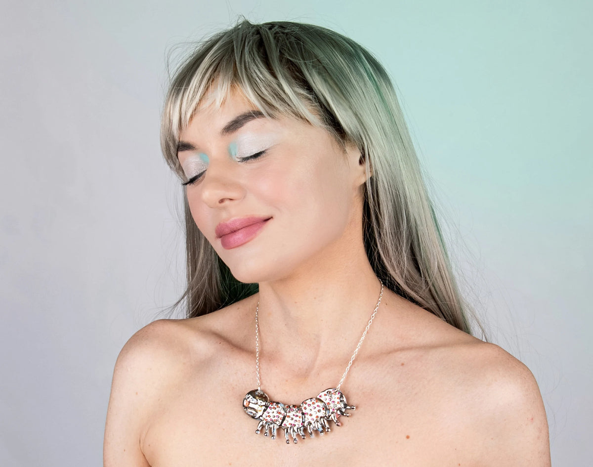 Fairytale silver caterpillar necklace