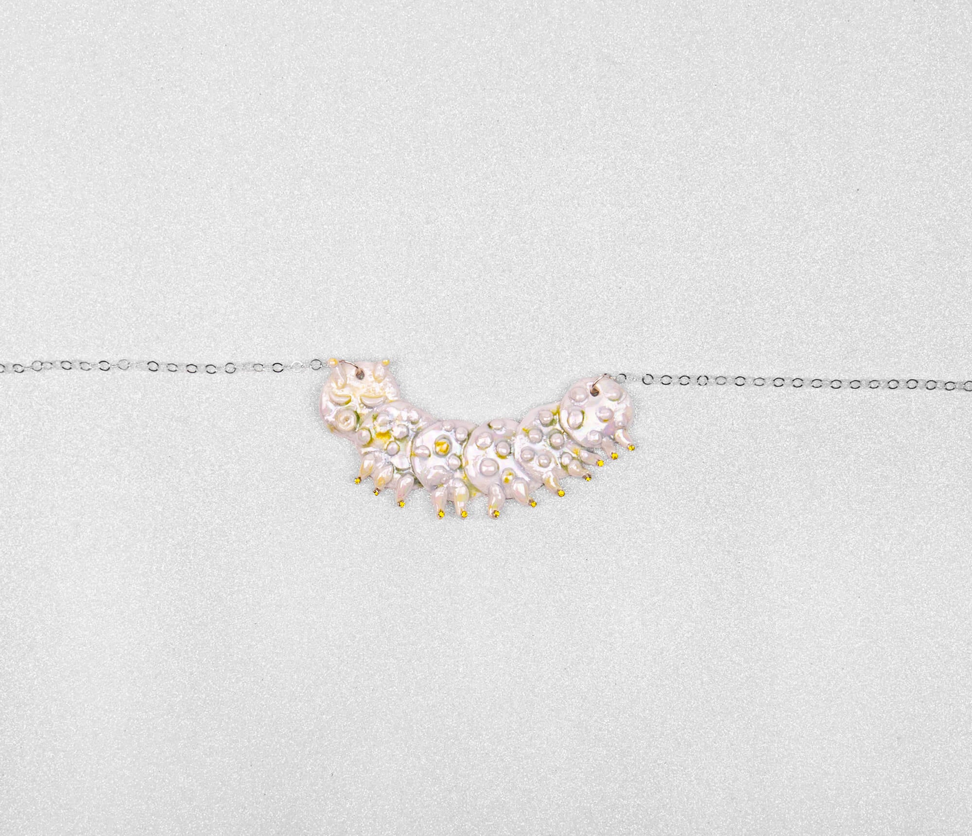 Citrine caterpillar necklace