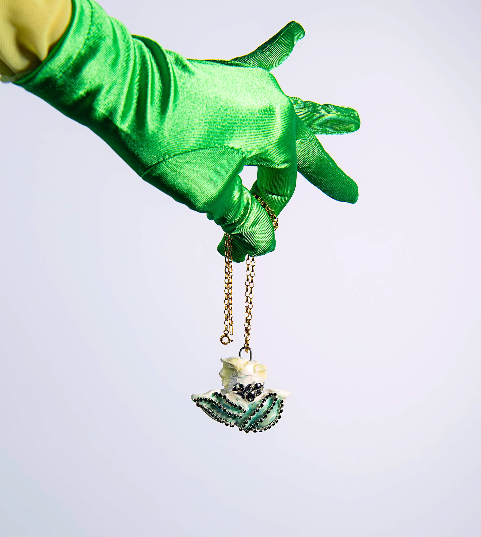 Green crystals mermaid charm