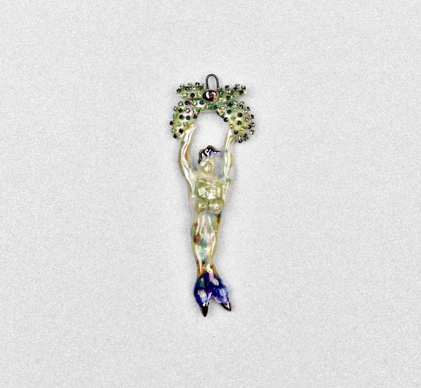 Mermaid with green flower charm