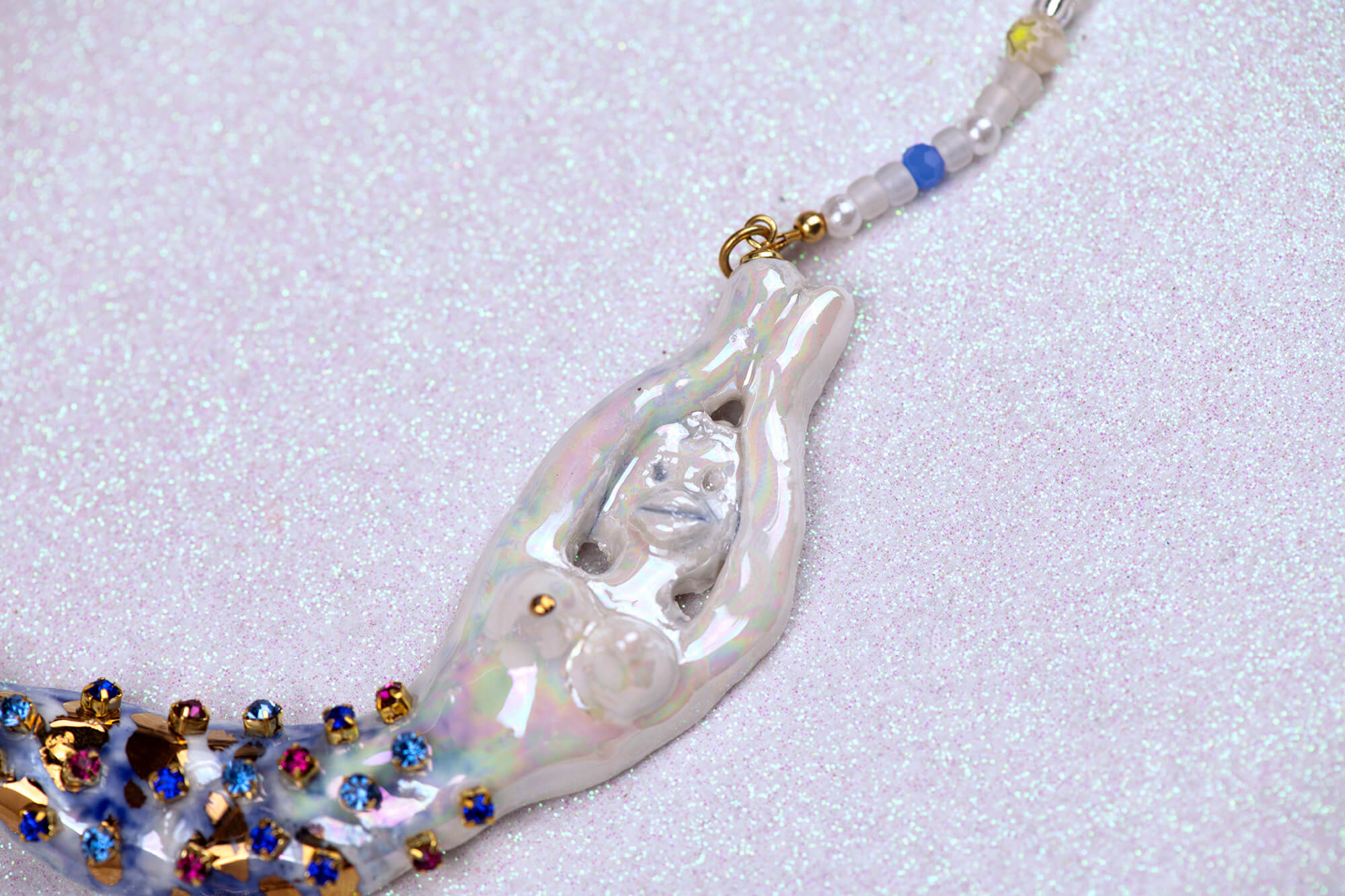 Delft mermaid necklace