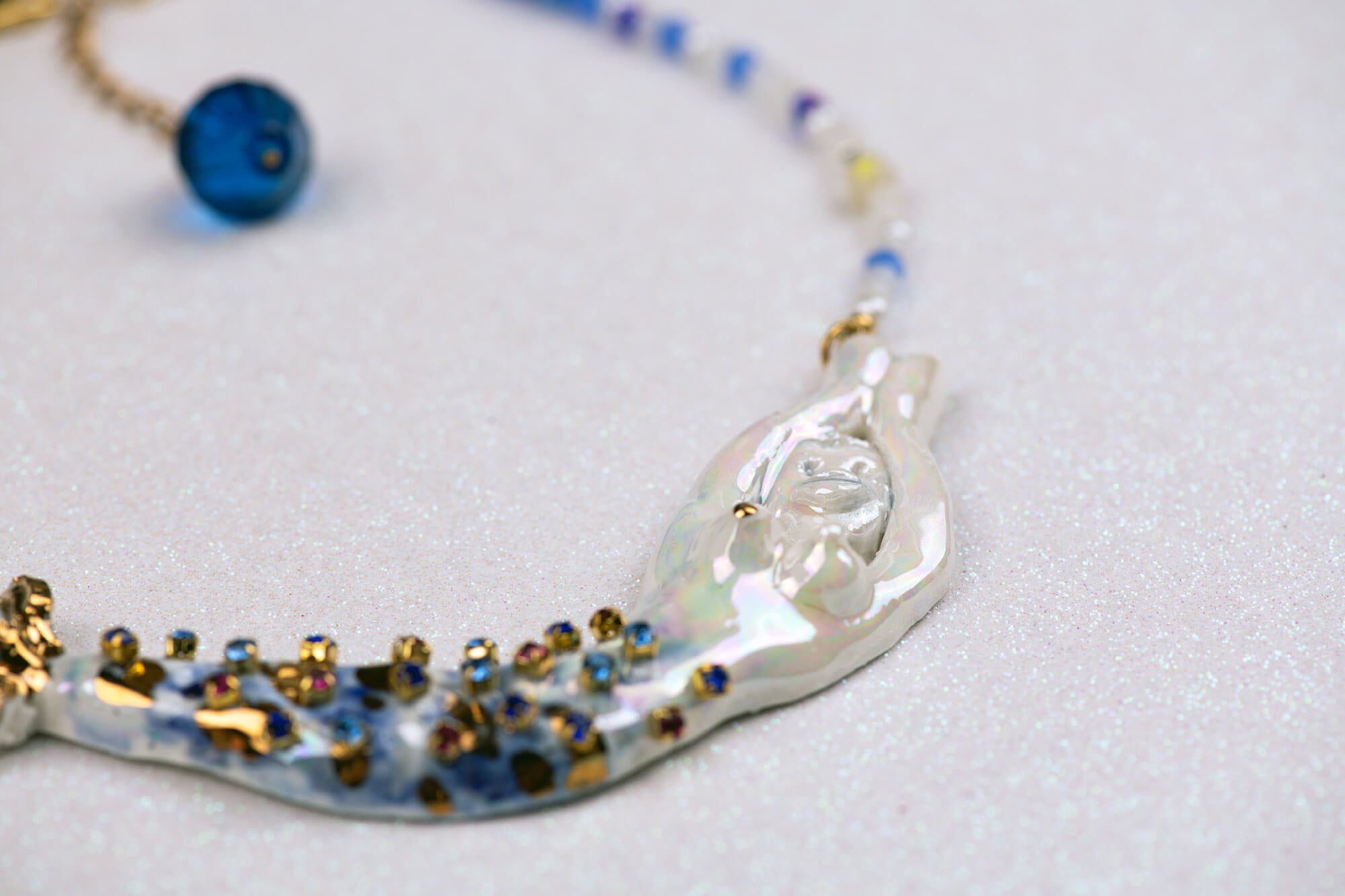 Delft mermaid necklace