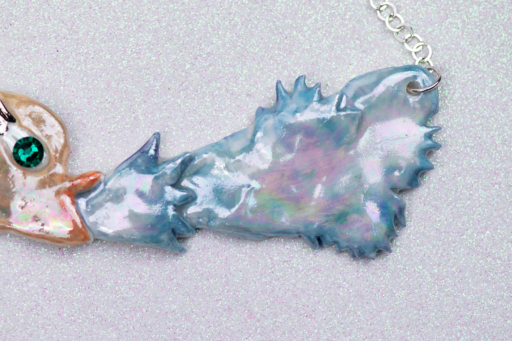 Fun mermaid with water splash necklace