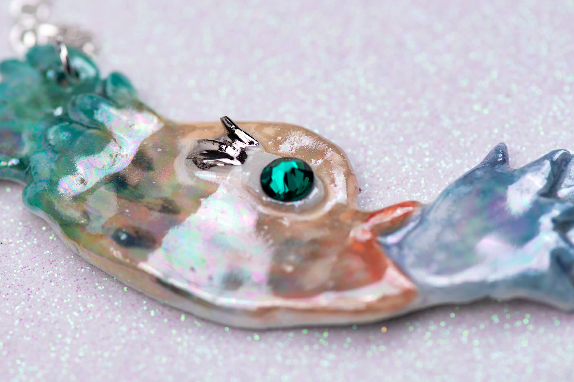 Fun mermaid with water splash necklace