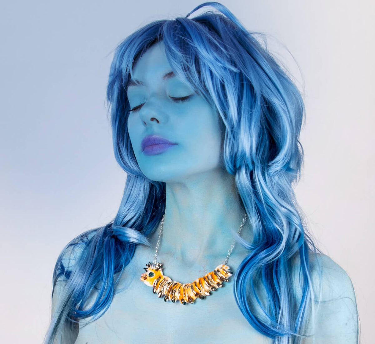 Orange stripes caterpillar necklace