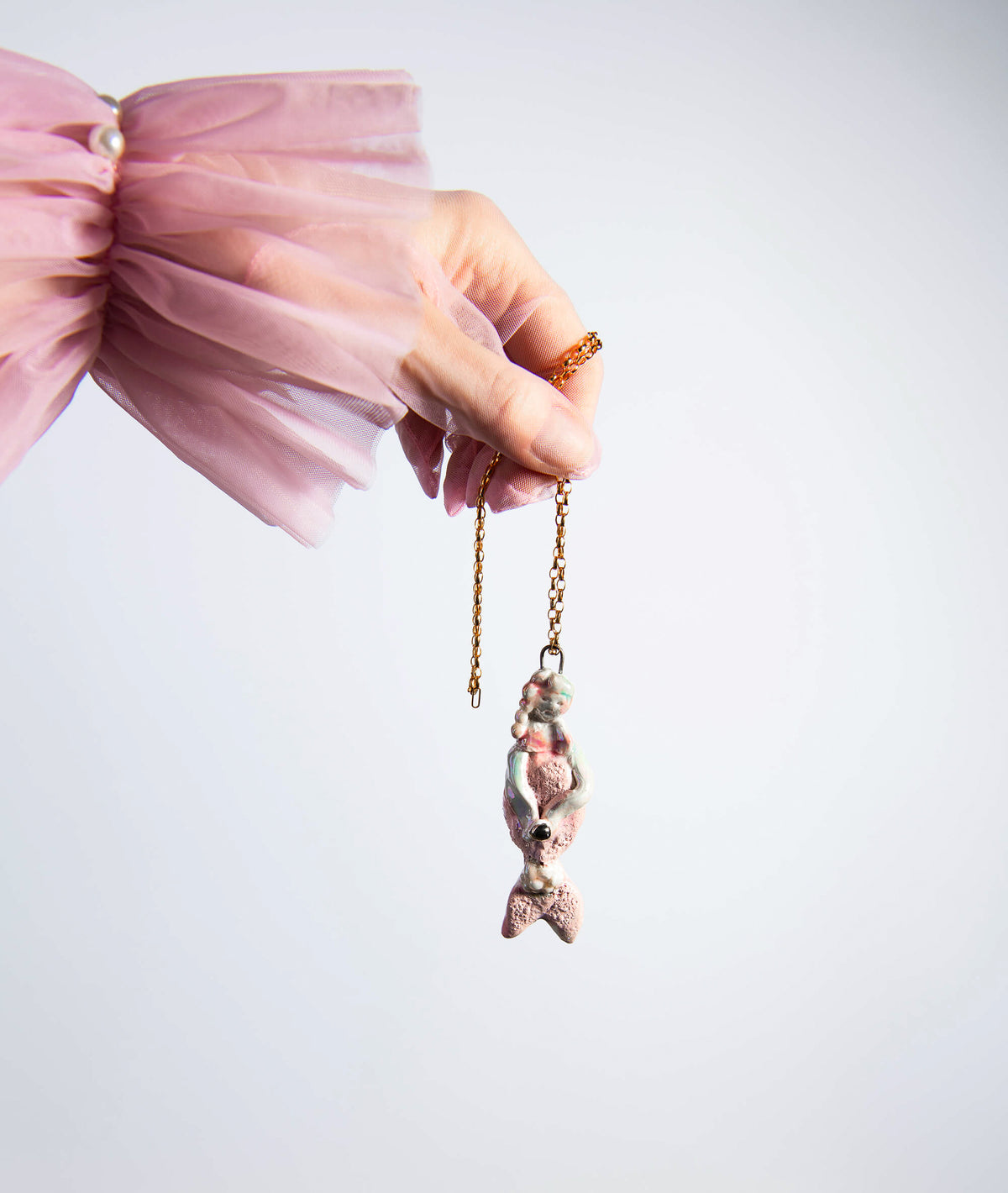Pastel pink mermaid charm
