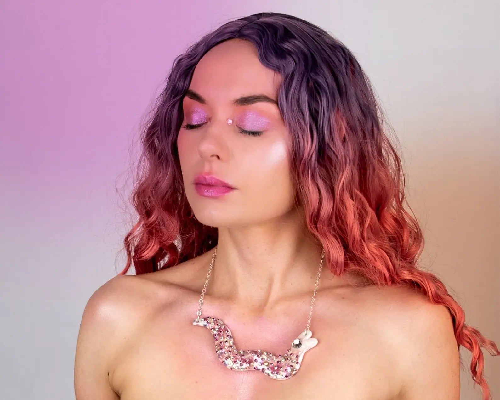 Pink serpent necklace