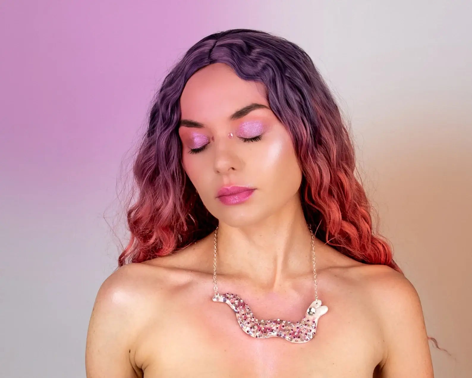 Pink serpent necklace
