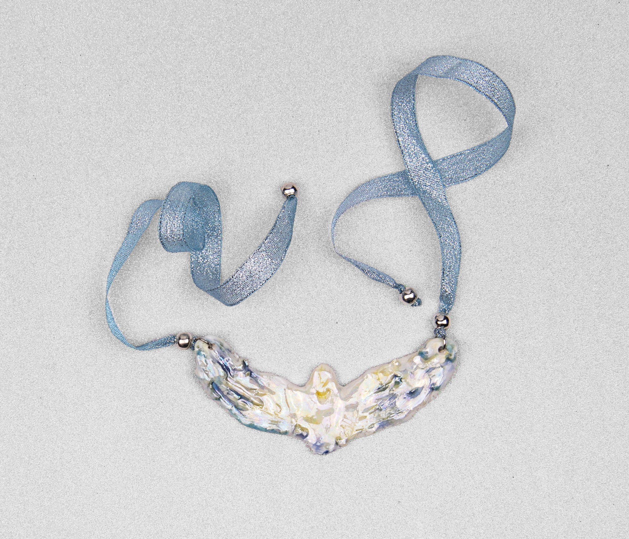 Celestial angel necklace with ribbon