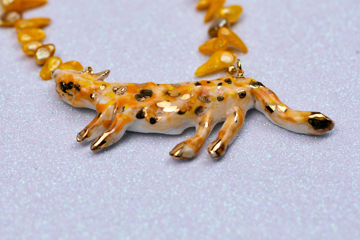 Tiger necklace with pearls