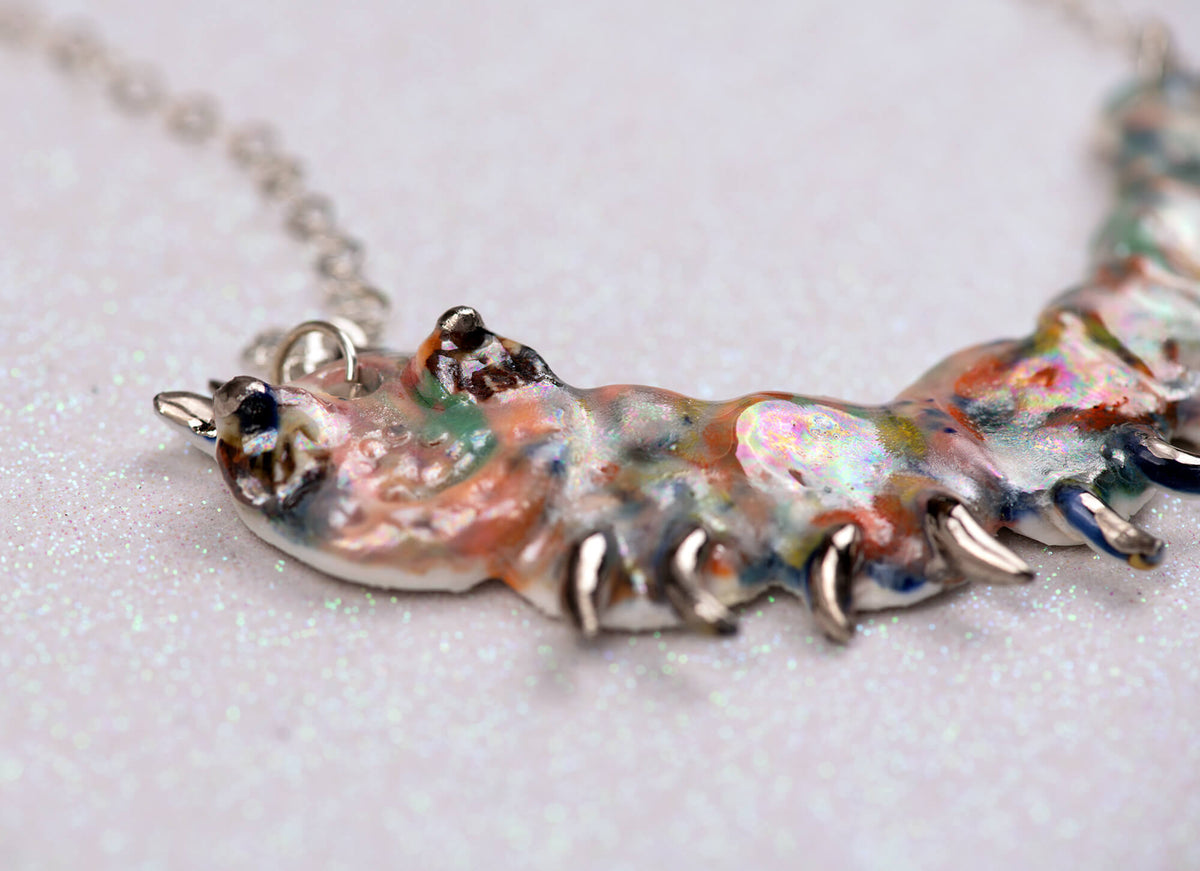 Rainbow caterpillar necklace