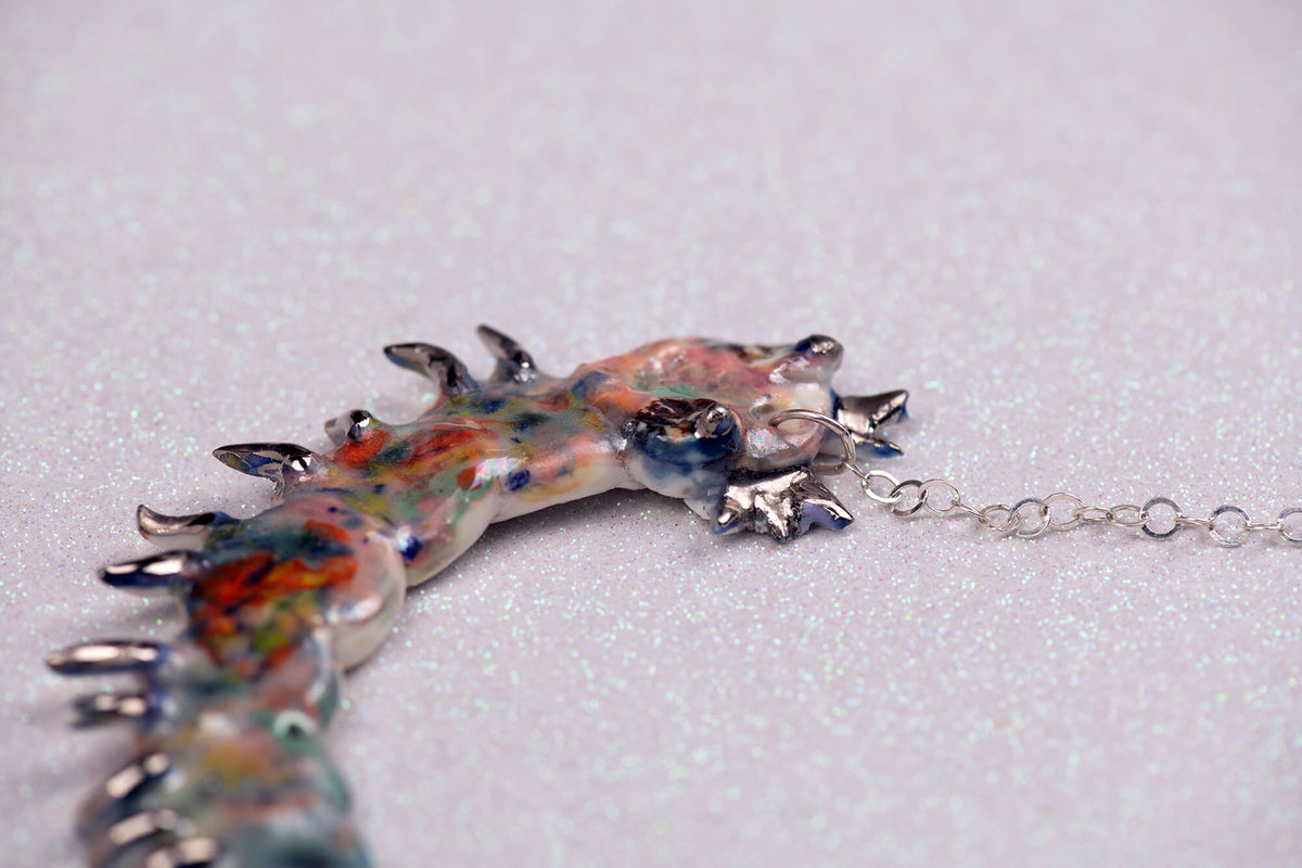 Rainbow caterpillar necklace