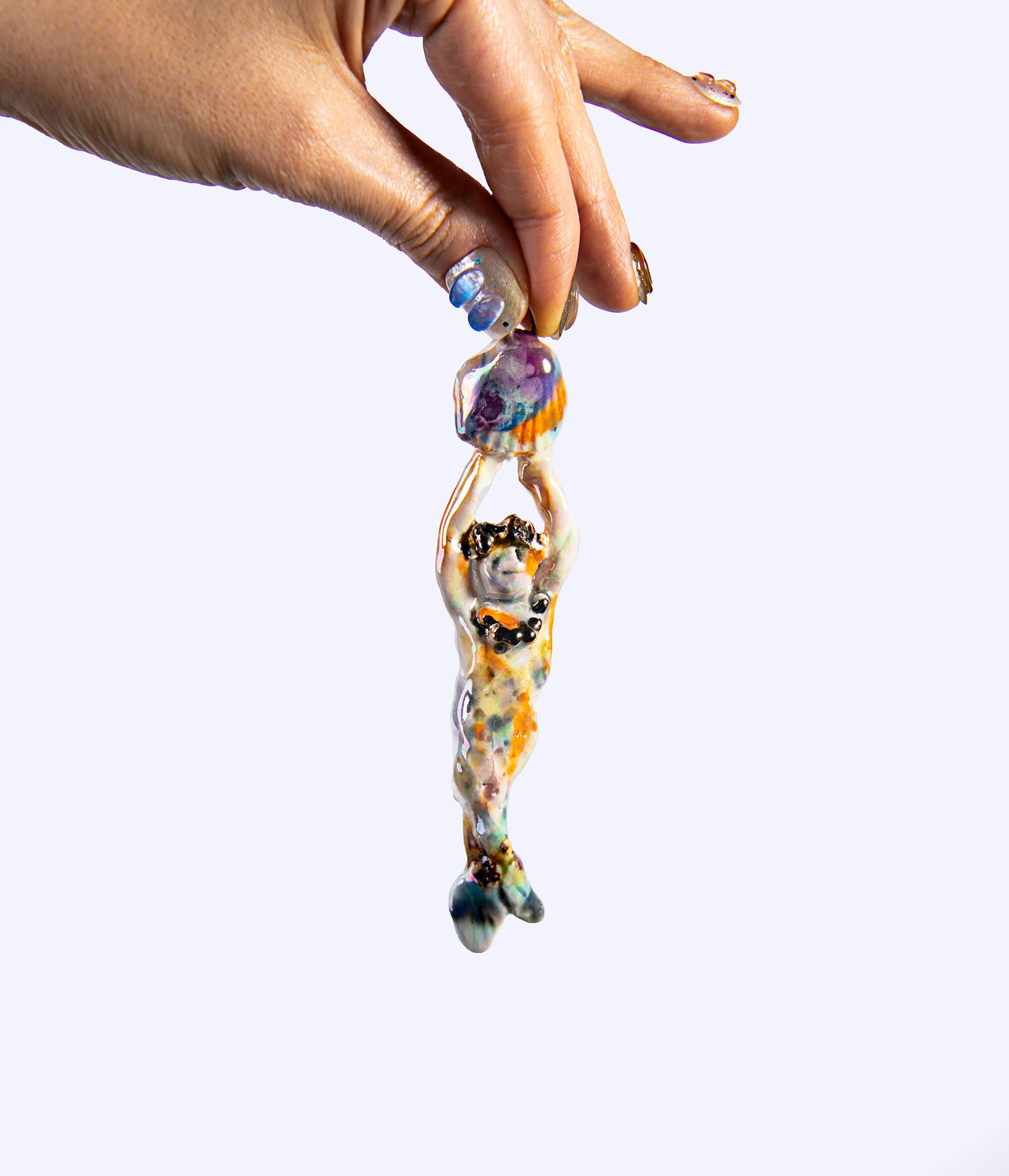Mermaid with rainbow seashell charm