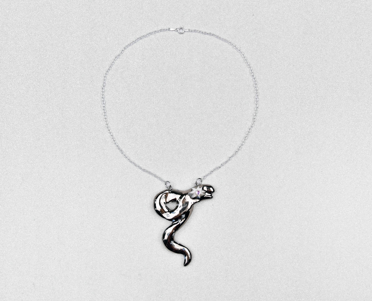 Elegant silver serpent necklace