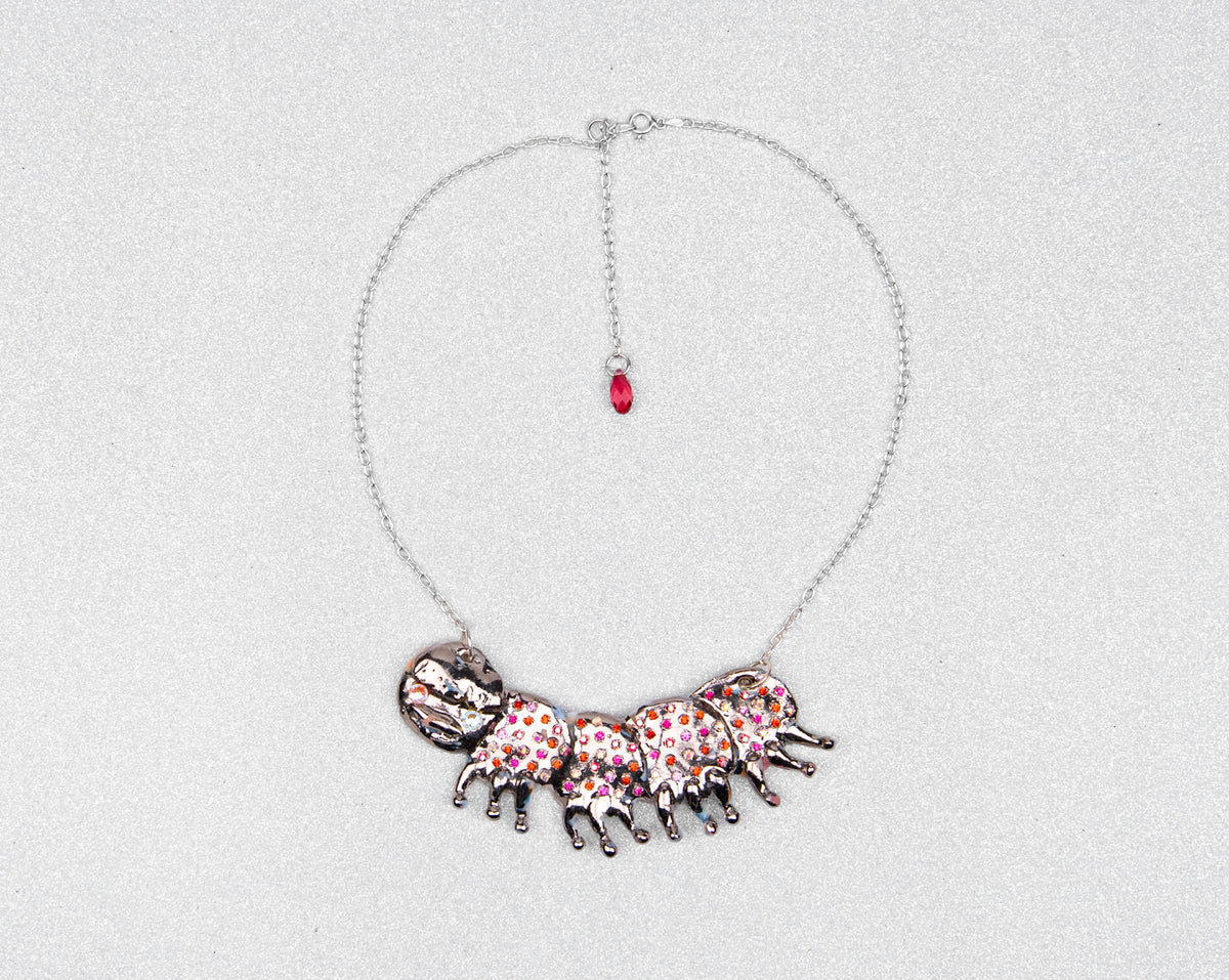 Fairytale silver caterpillar necklace