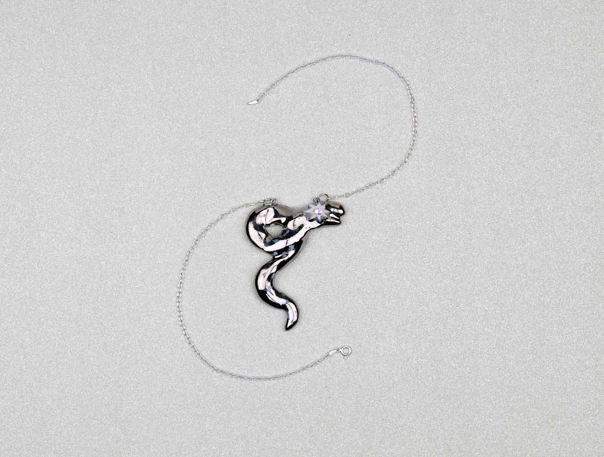 Elegant silver serpent necklace