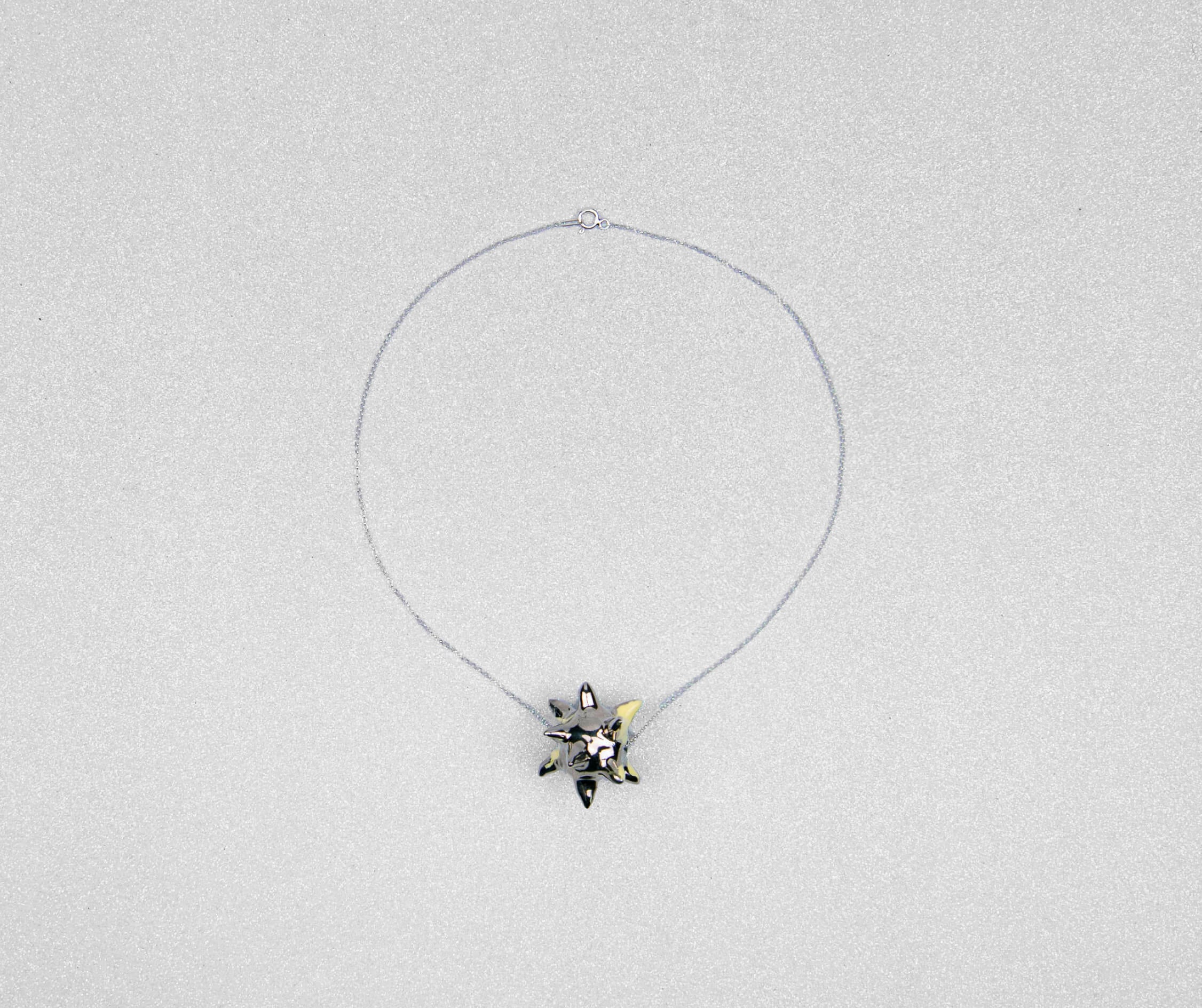 Silver and yellow spike necklace